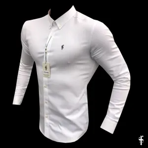 Father Sons Super Slim Stretch White Denim Long Sleeve with Metal Decal Emblem - FS626