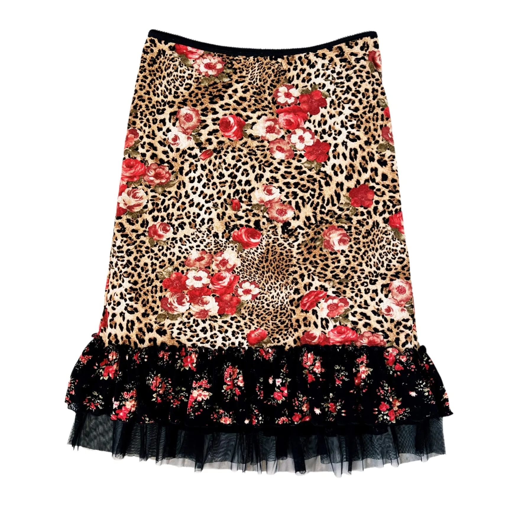 Floral Leopard Midi Skirt (M/L)