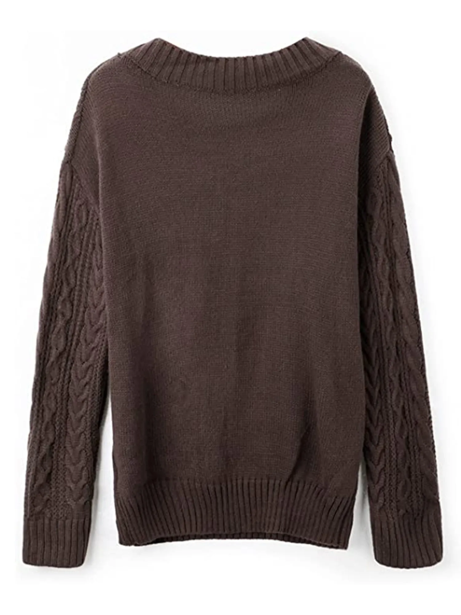 Frontwalk Womens V Neck Sweaters Long Sleeve Cable Knit Pullover Jumper Tops Casual Winter Fall Chunky Knitwear Outwear