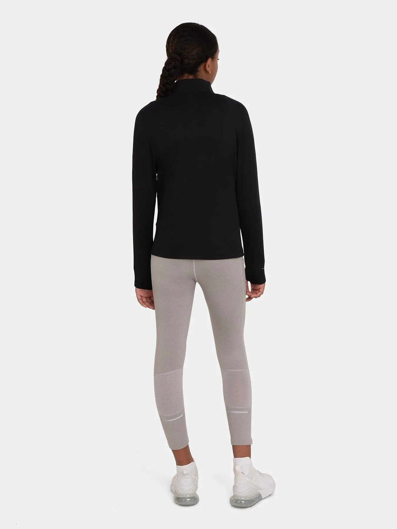 Fusion Half Zip Running Top For Girls With Thumbholes & Back Zip Pocket