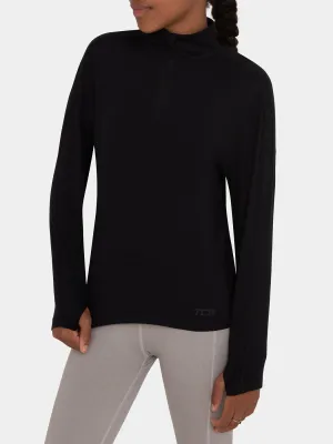 Fusion Half Zip Running Top For Girls With Thumbholes & Back Zip Pocket