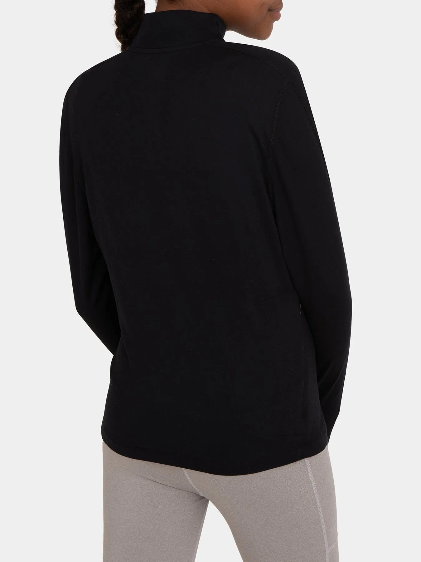 Fusion Half Zip Running Top For Girls With Thumbholes & Back Zip Pocket