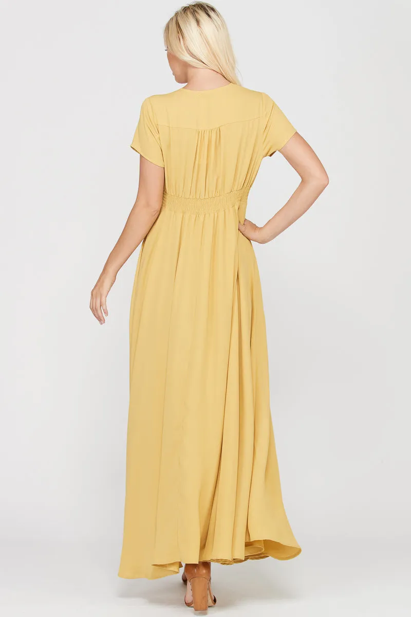 Geneva Waist Smoking Band Maxi Dress - Mustard Yellow (Nursing-friendly and maternity-friendly)