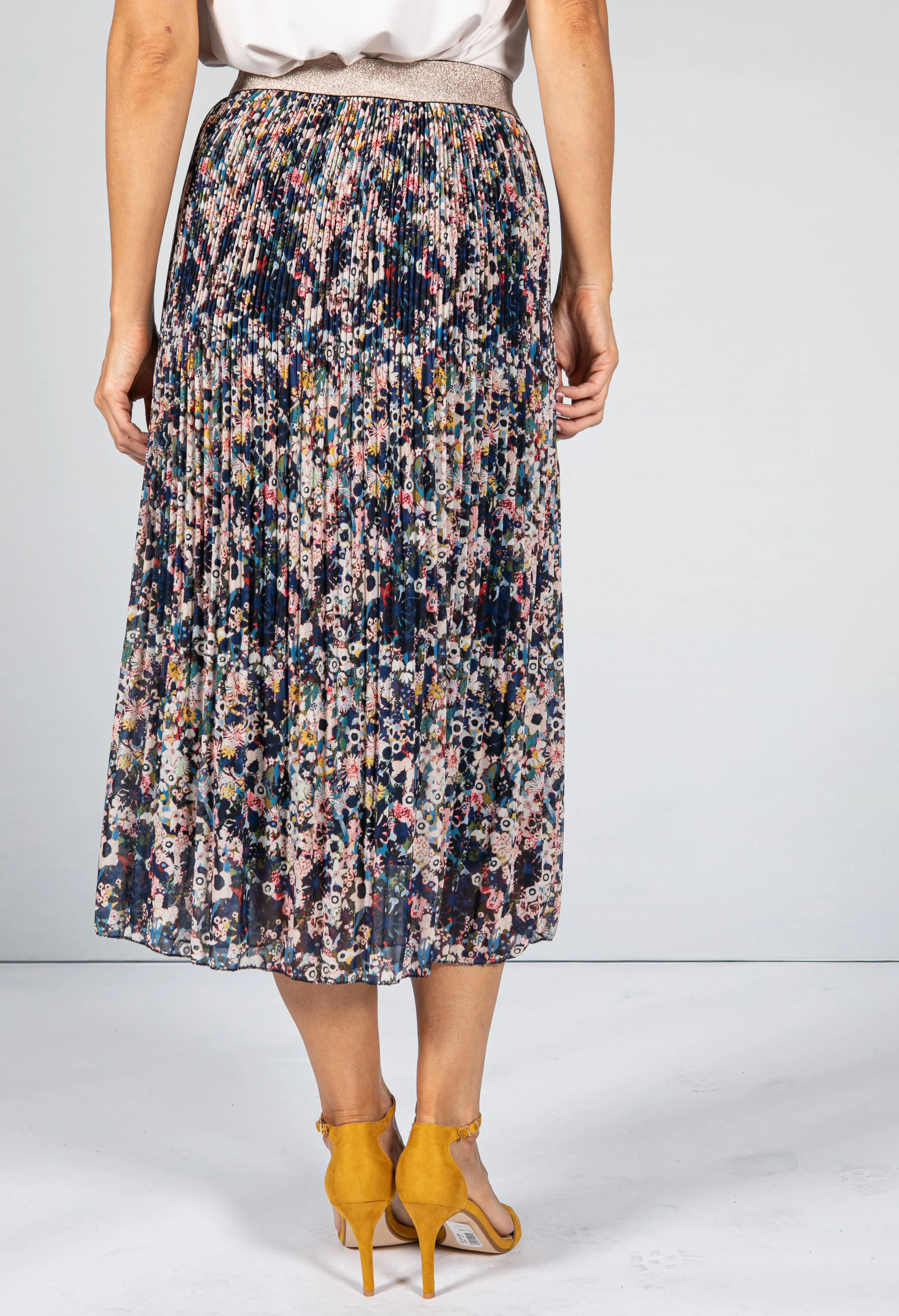 GLITTERED WAISTBAND PRINT SKIRT