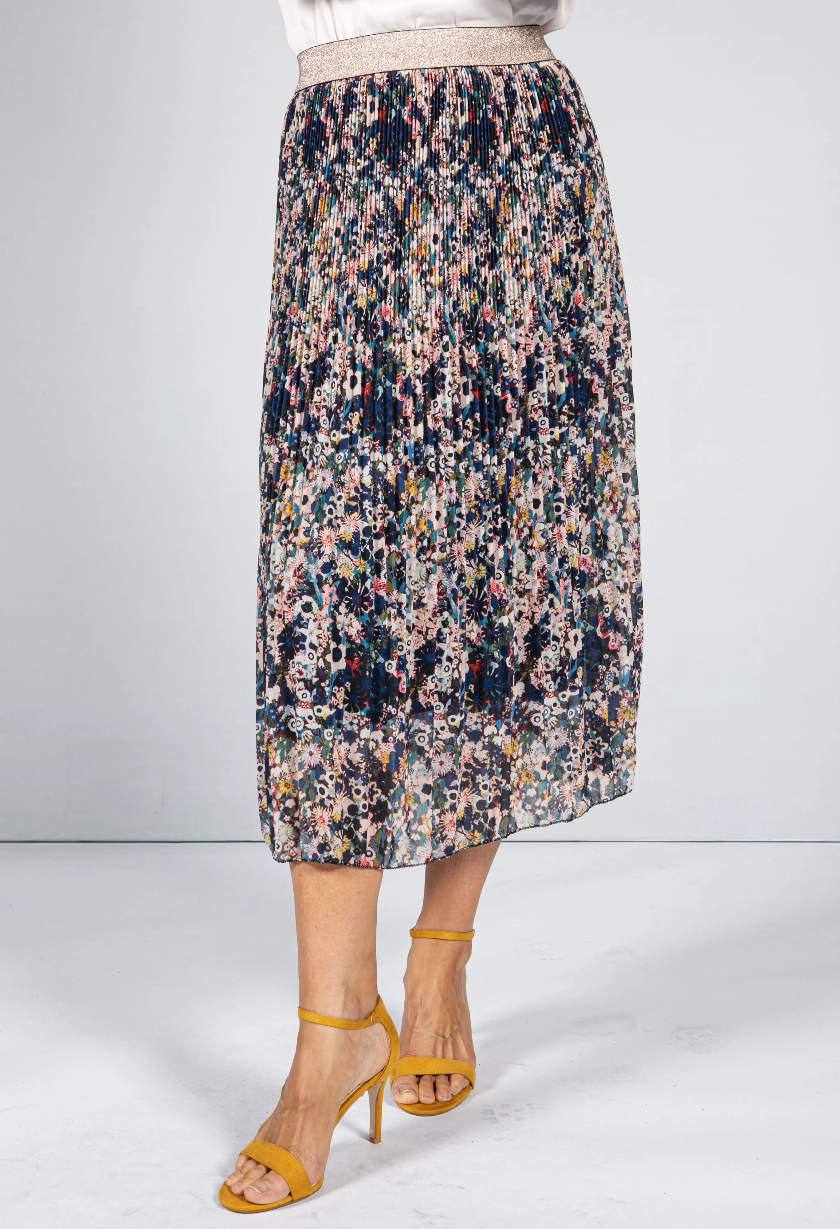 GLITTERED WAISTBAND PRINT SKIRT