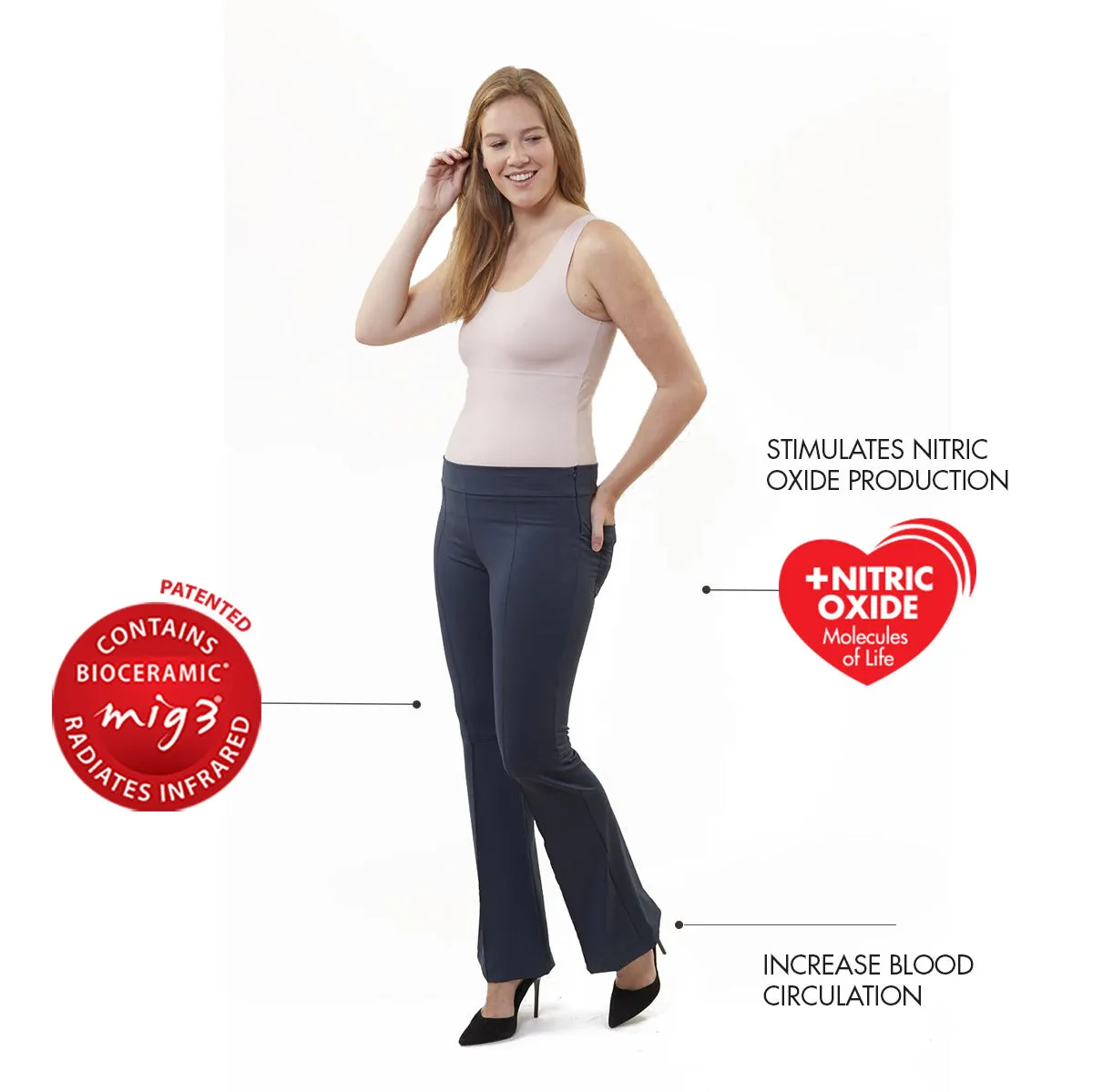 Invel® Active Woman's Flair “Straight” Pants with Bioceramic MIG3® Far-Infrared Technology