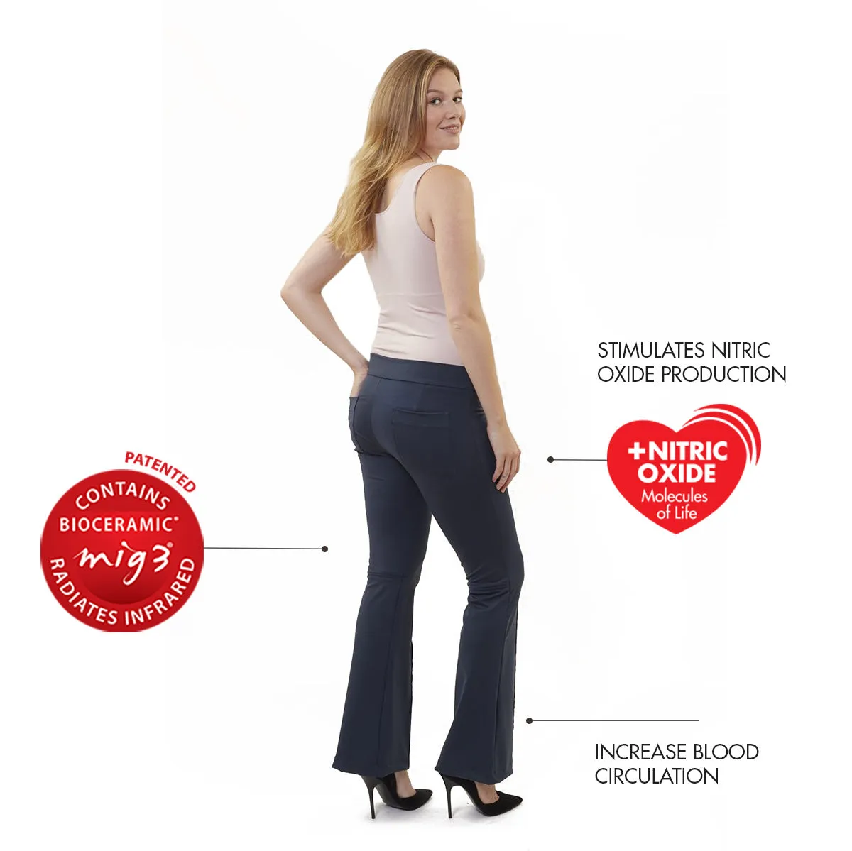 Invel® Active Woman's Flair “Straight” Pants with Bioceramic MIG3® Far-Infrared Technology