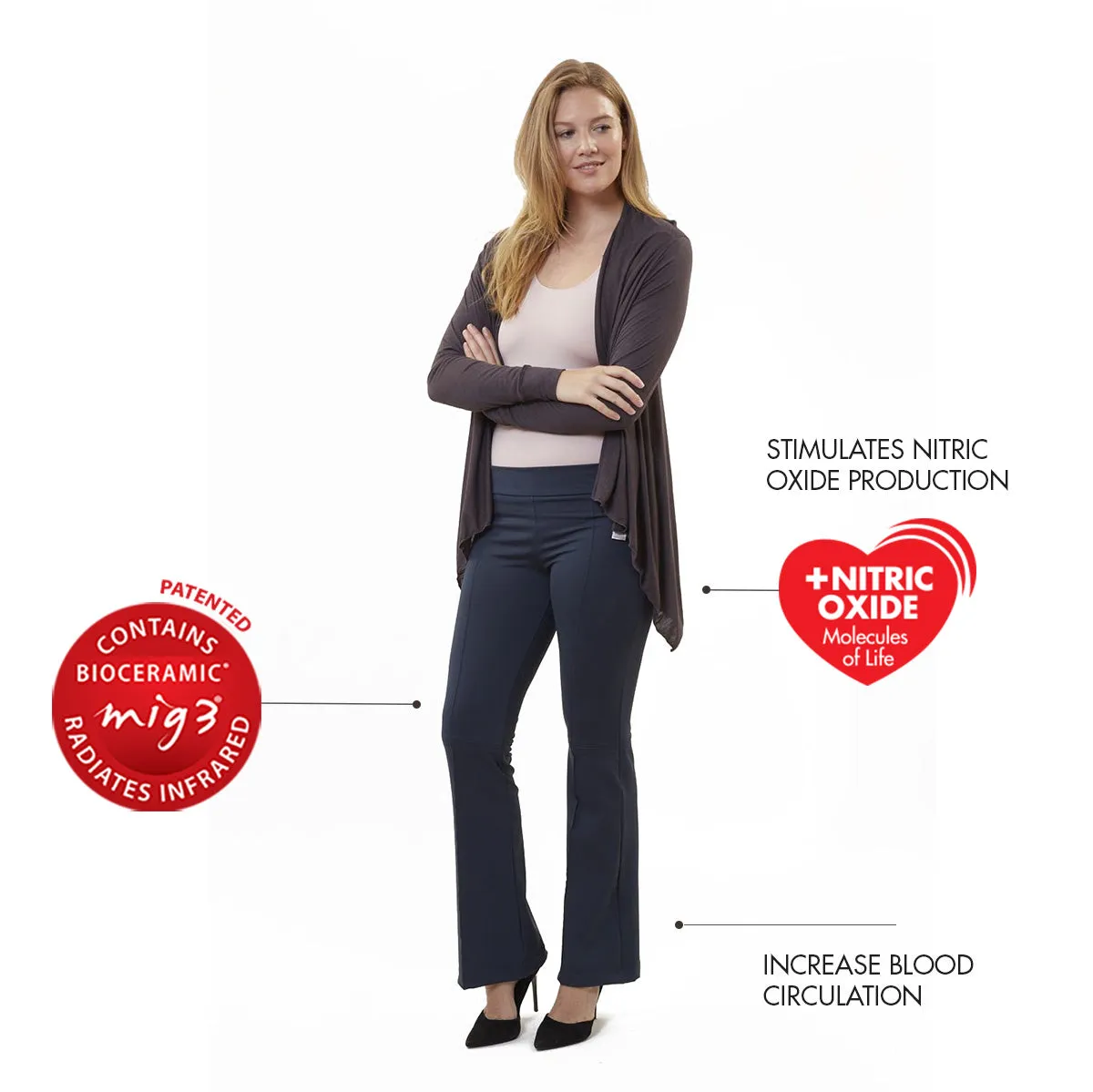 Invel® Active Woman's Flair “Straight” Pants with Bioceramic MIG3® Far-Infrared Technology