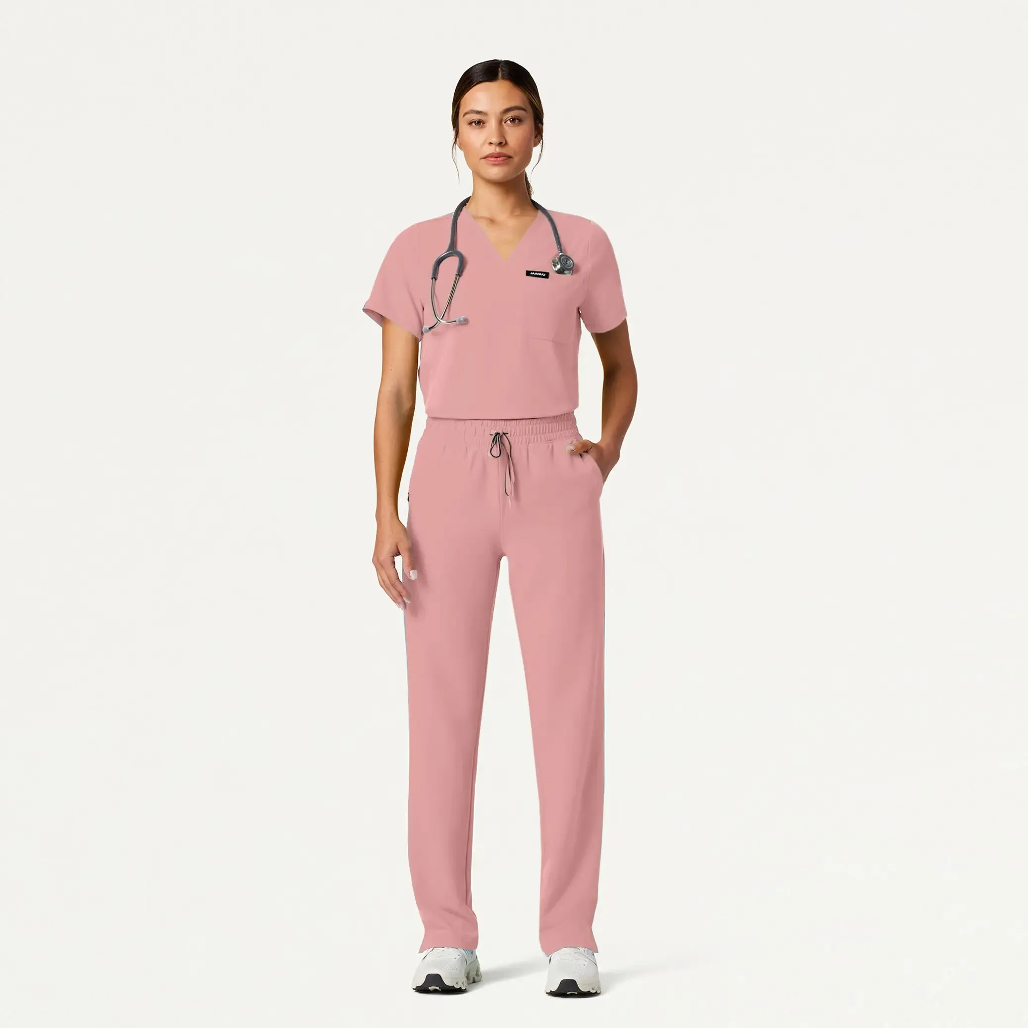 Jaanuu Women's Kerr 365 High Waisted Scrub Pant - Mauve