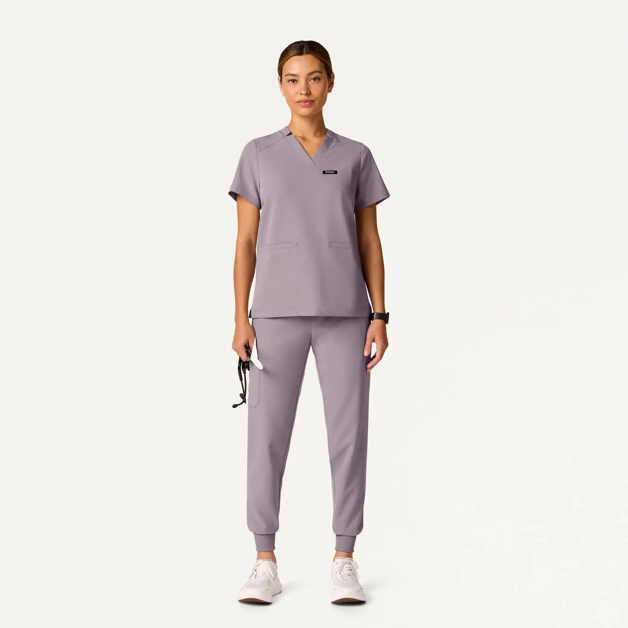 Jaanuu Women's Silex Slim Knit-Waist Scrub Jogger - Chrome