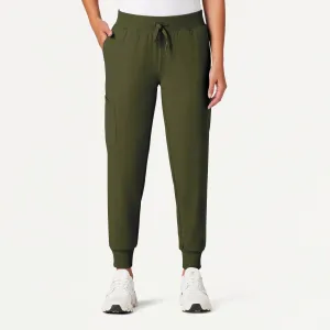 Jaanuu Women's Silex Slim Knit-Waist Scrub Jogger - Olive