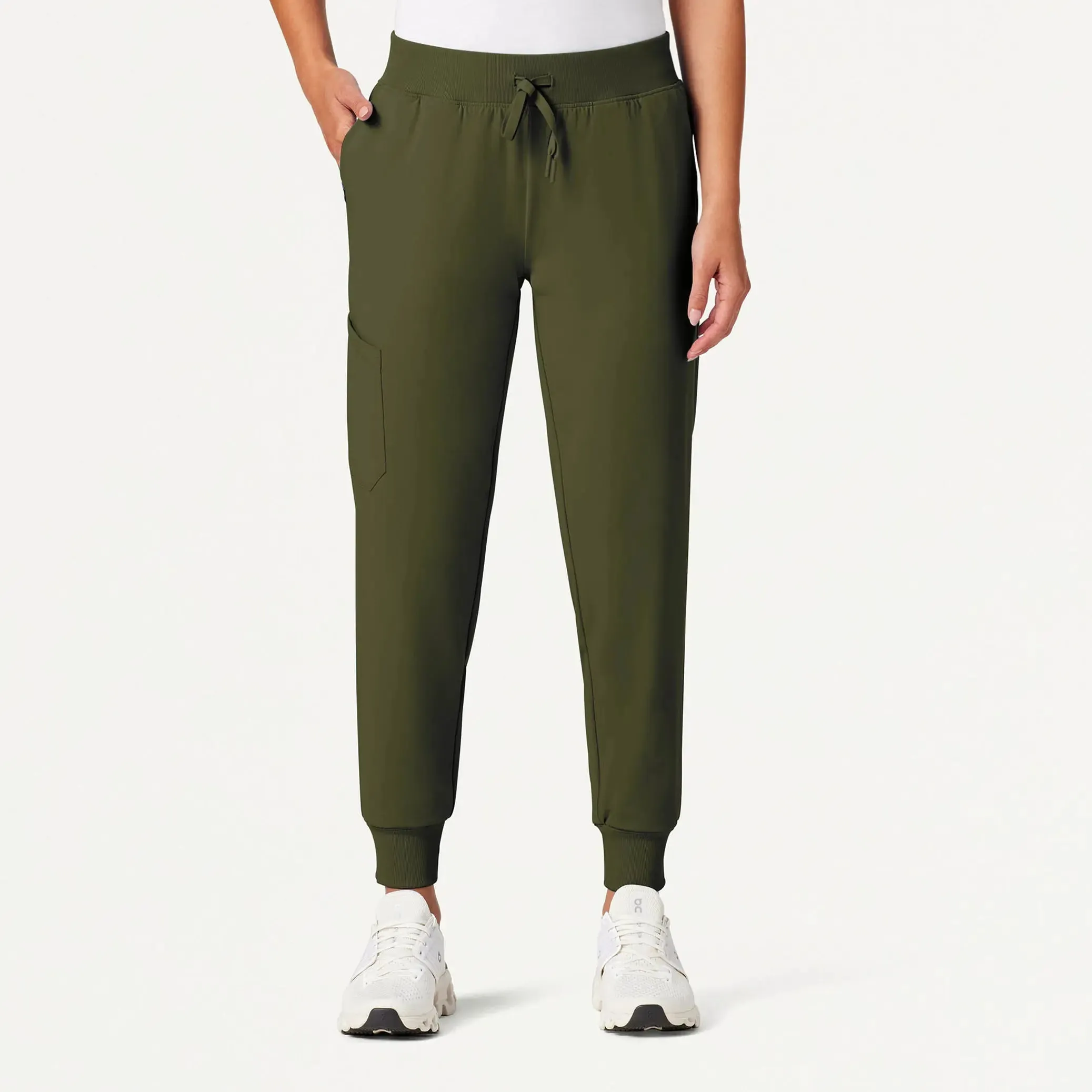 Jaanuu Women's Silex Slim Knit-Waist Scrub Jogger - Olive
