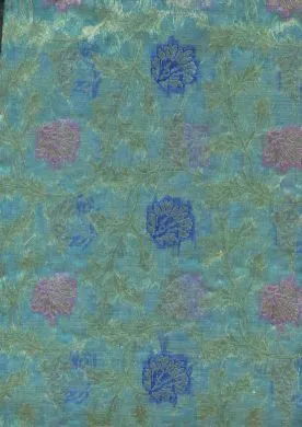 Jacquard silk Organza fabric Metallic Gold -green