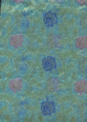 Jacquard silk Organza fabric Metallic Gold -green
