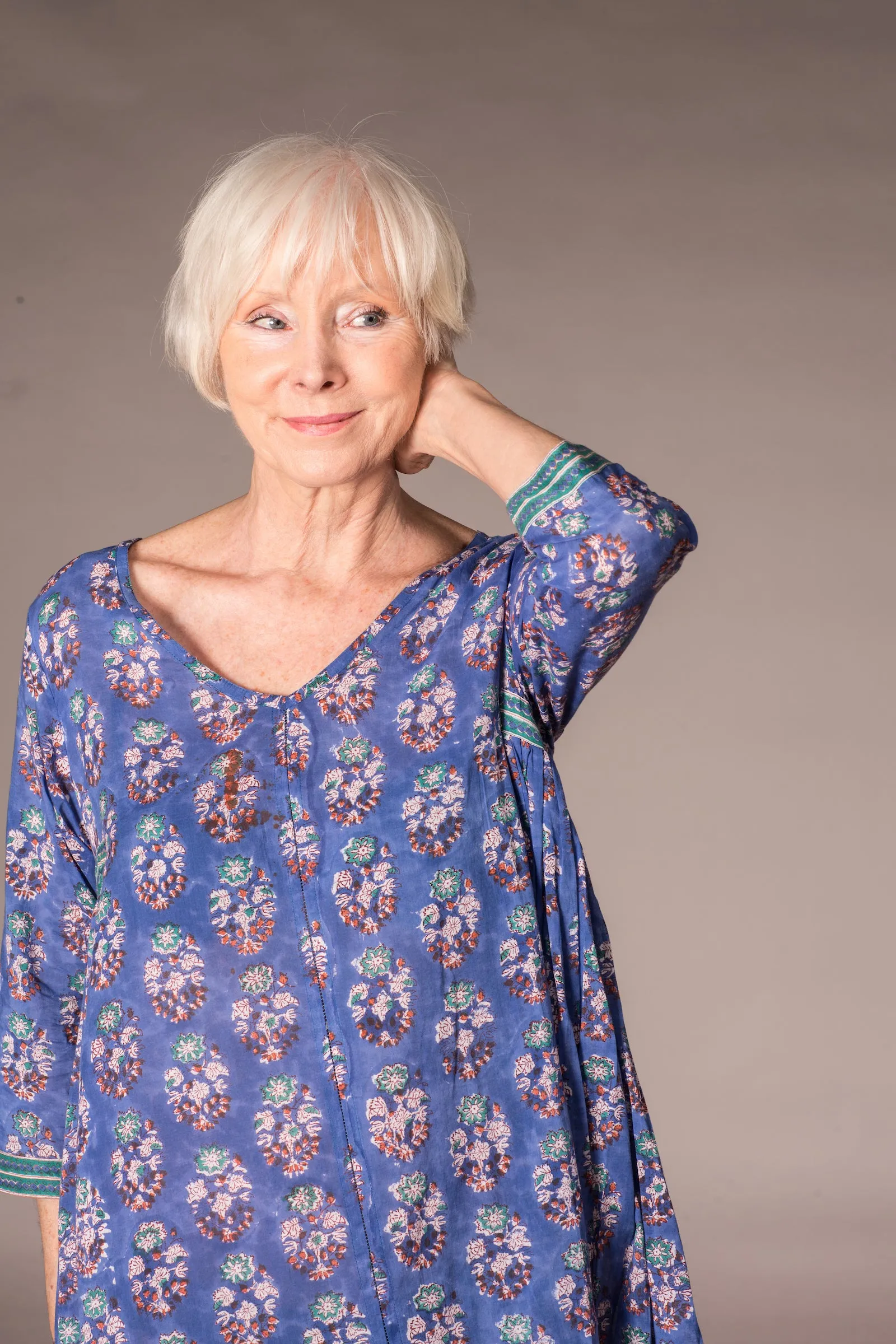 Jali Kaftan Hand Block Printed Pure Cotton - All Sizes Including 22 - 26  Was £120 - Now £80