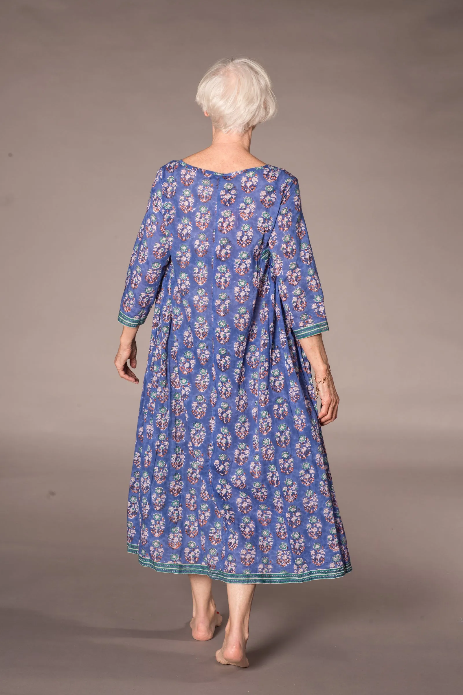 Jali Kaftan Hand Block Printed Pure Cotton - All Sizes Including 22 - 26  Was £120 - Now £80