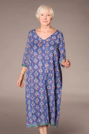 Jali Kaftan Hand Block Printed Pure Cotton - All Sizes Including 22 - 26  Was £120 - Now £80