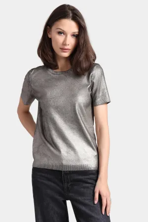 Minnie Rose Metallic Print Short Sleeve Crew