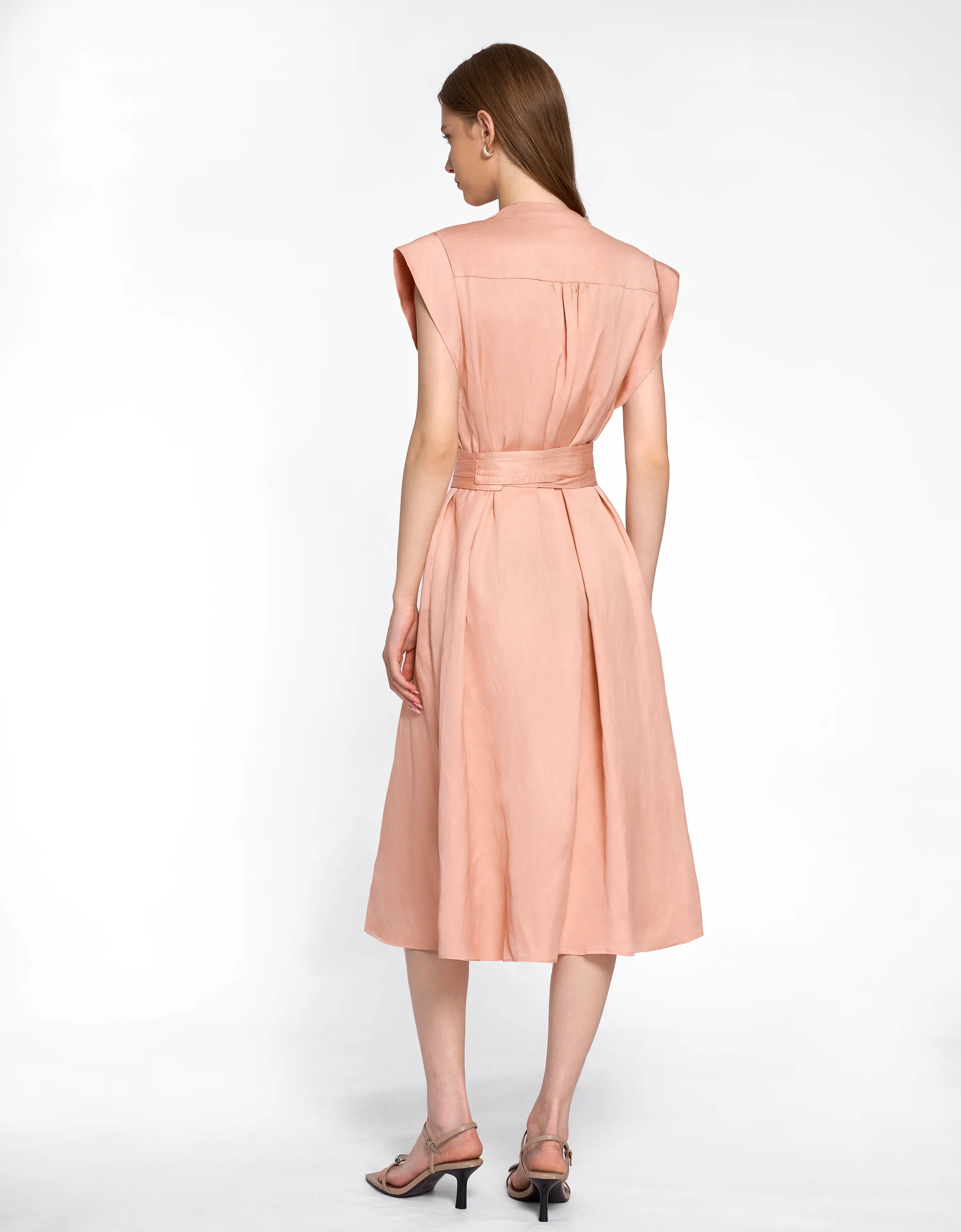 Multi Button Self-tie Dress