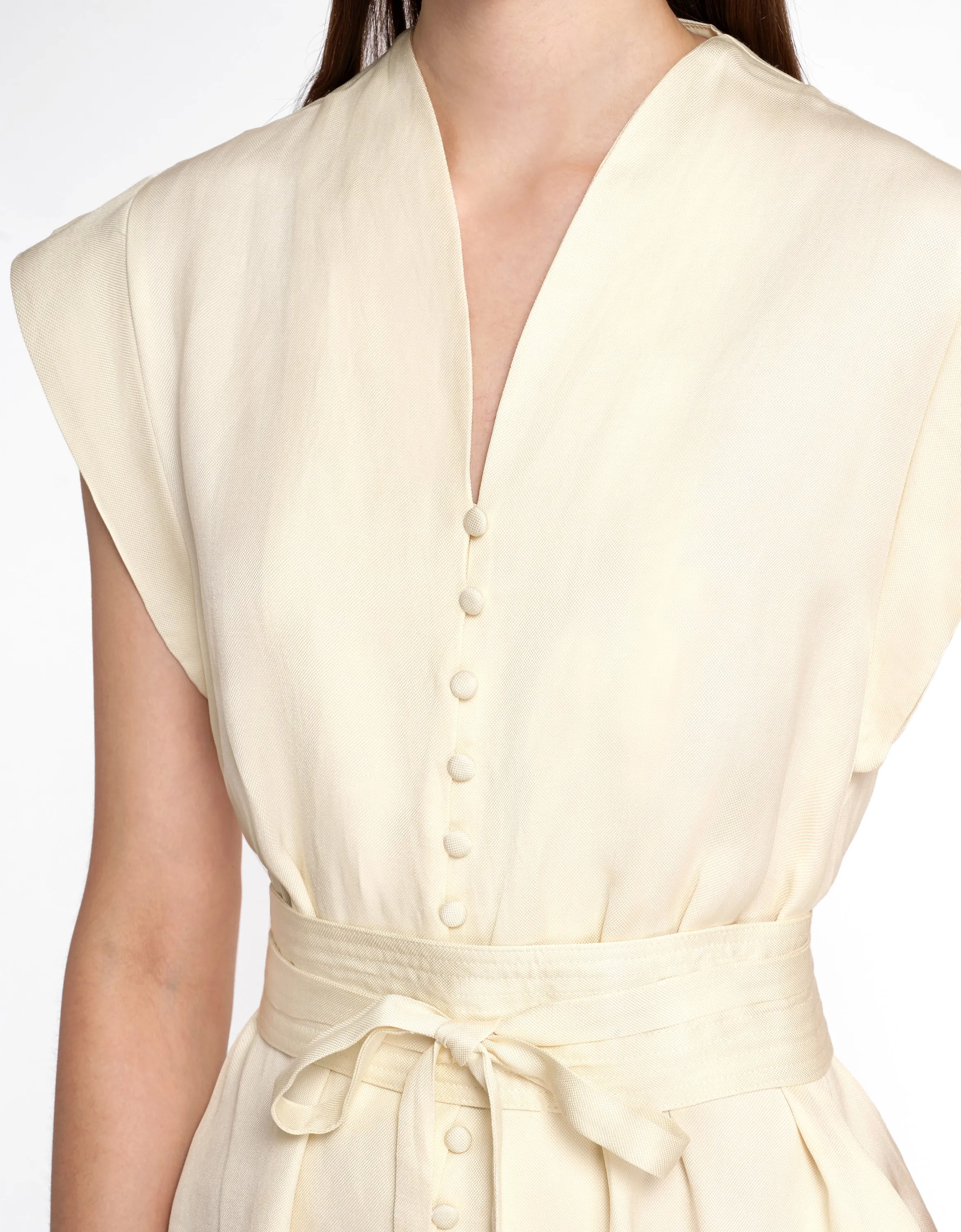 Multi Button Self-tie Dress