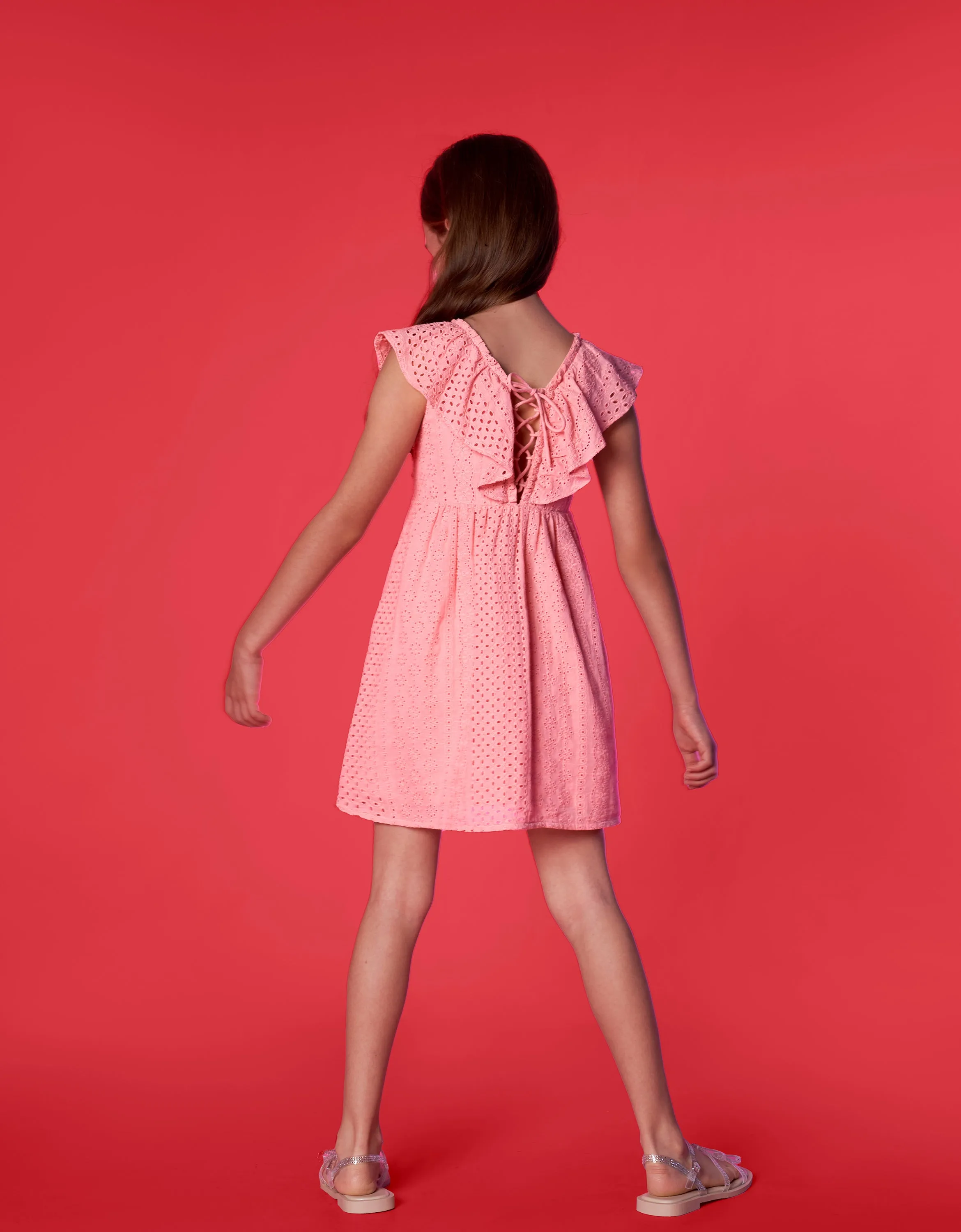 Openwork Embroidery Ruffle Dress