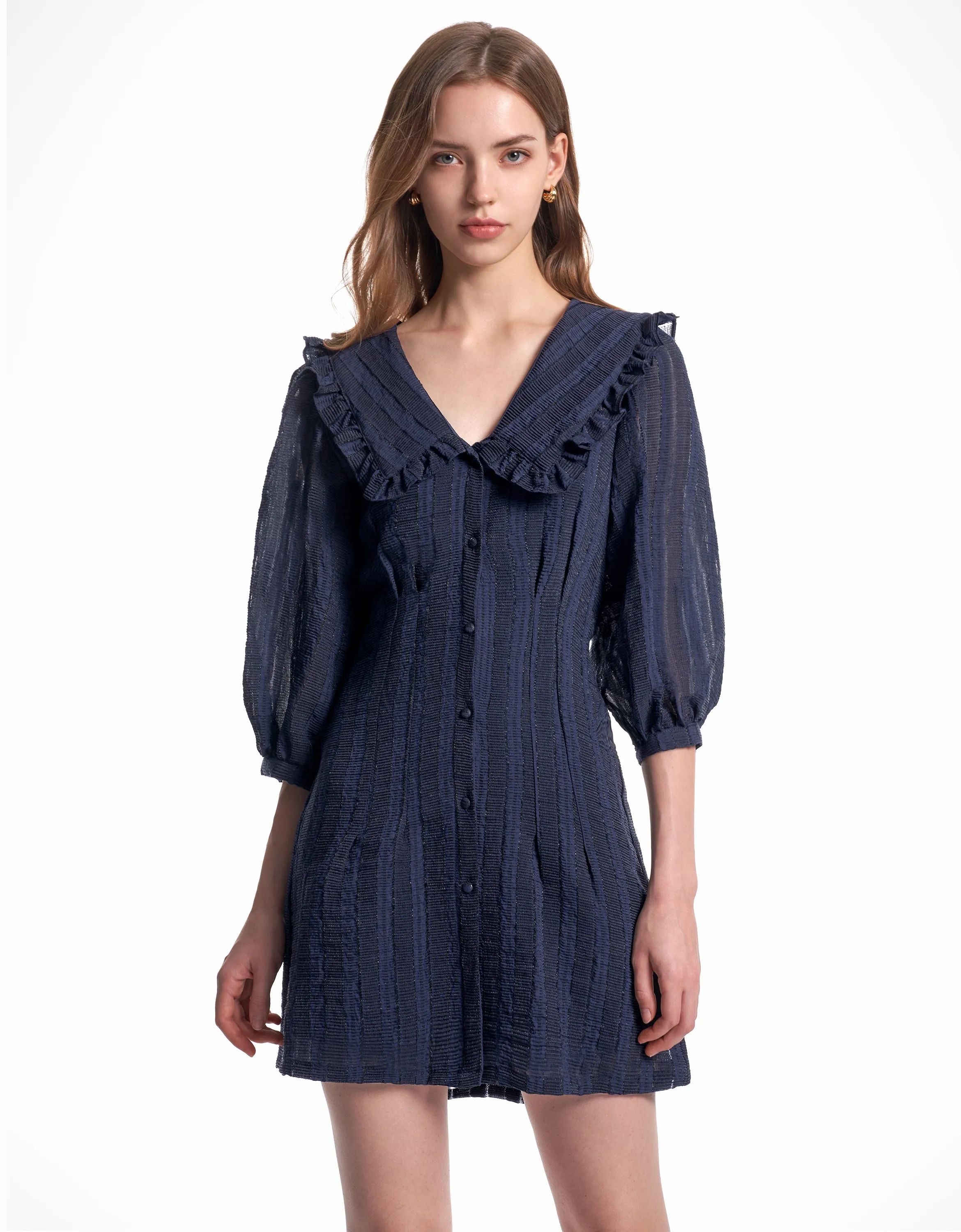 Peter Pan Collar Puff Sleeve Dress