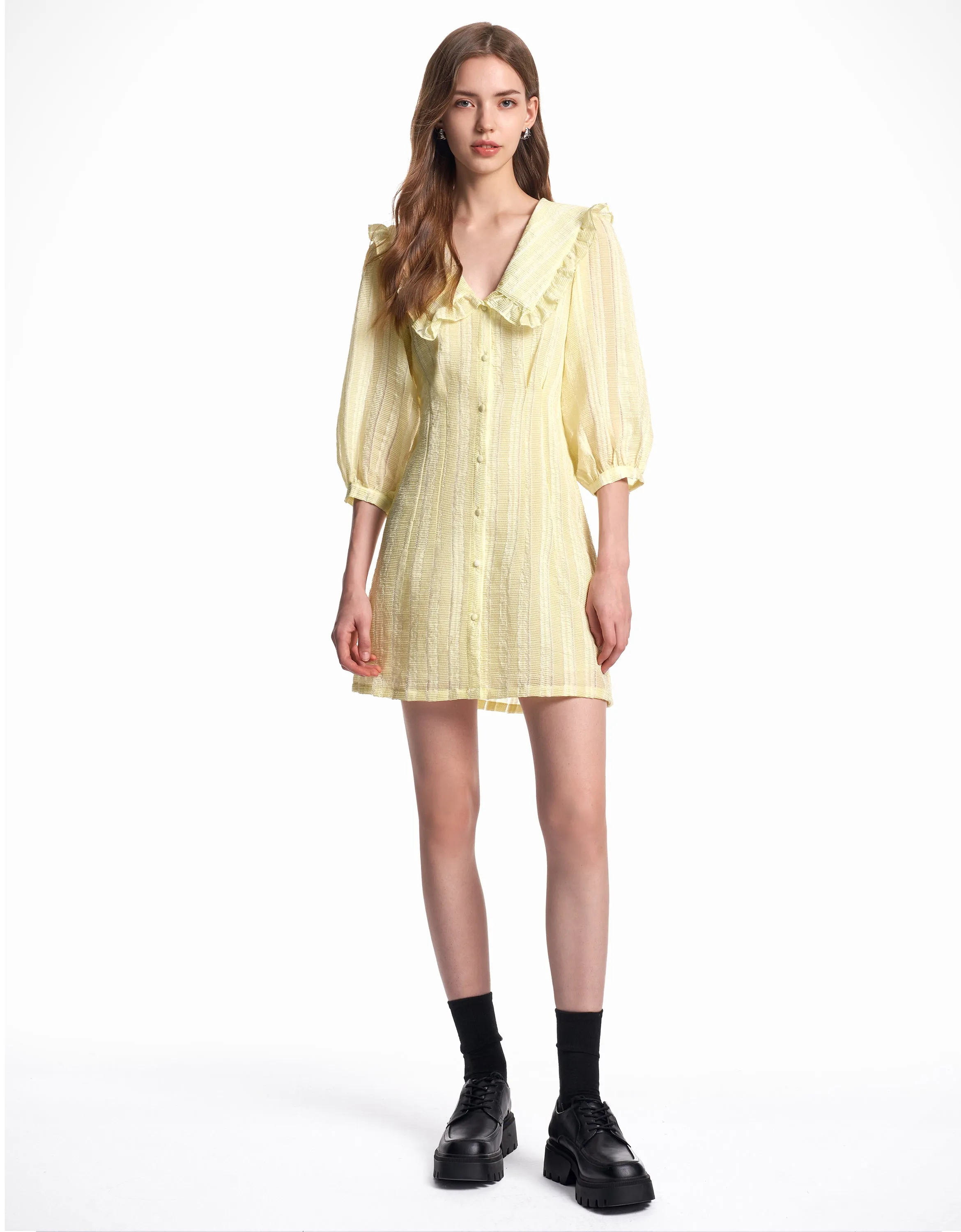 Peter Pan Collar Puff Sleeve Dress