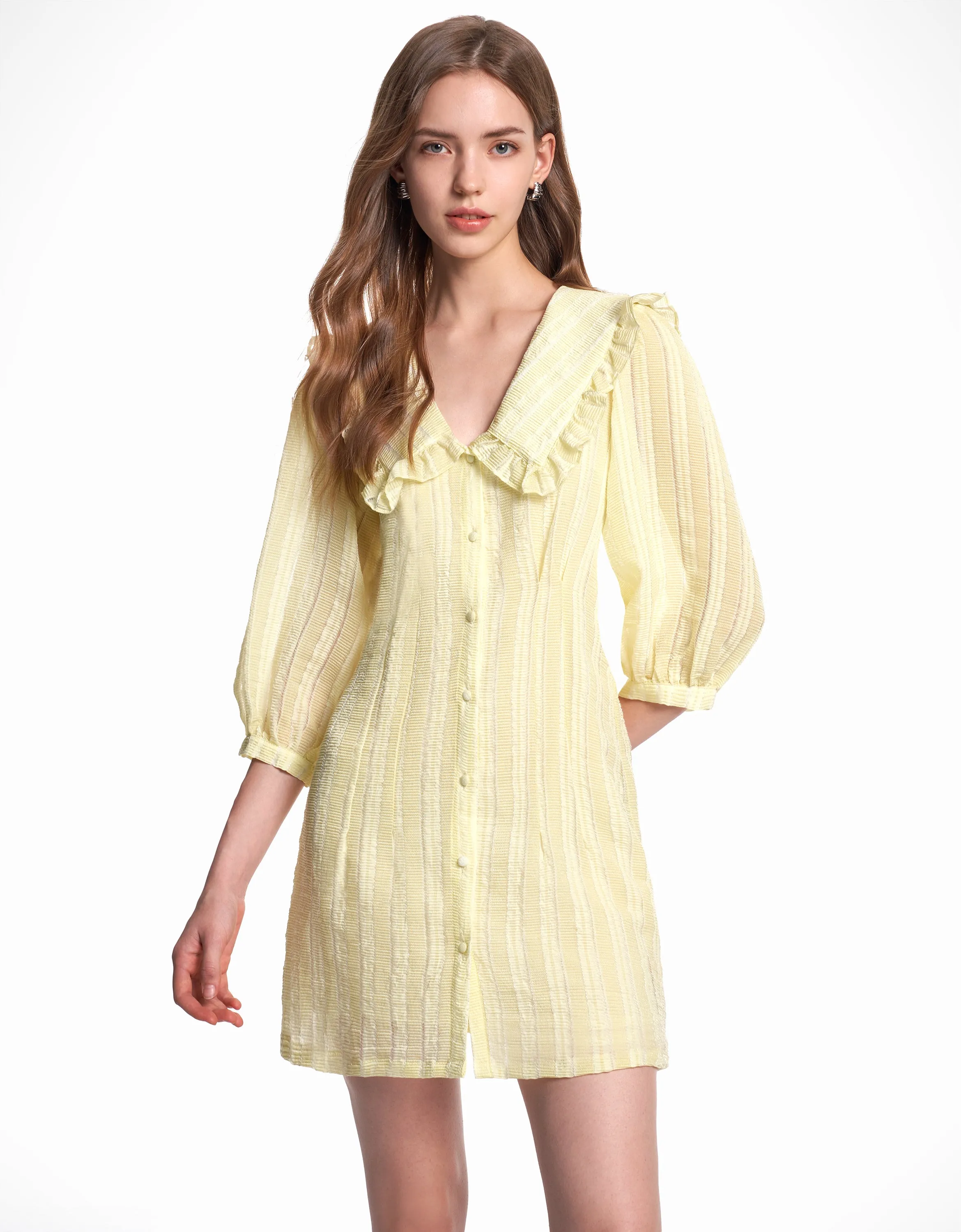 Peter Pan Collar Puff Sleeve Dress
