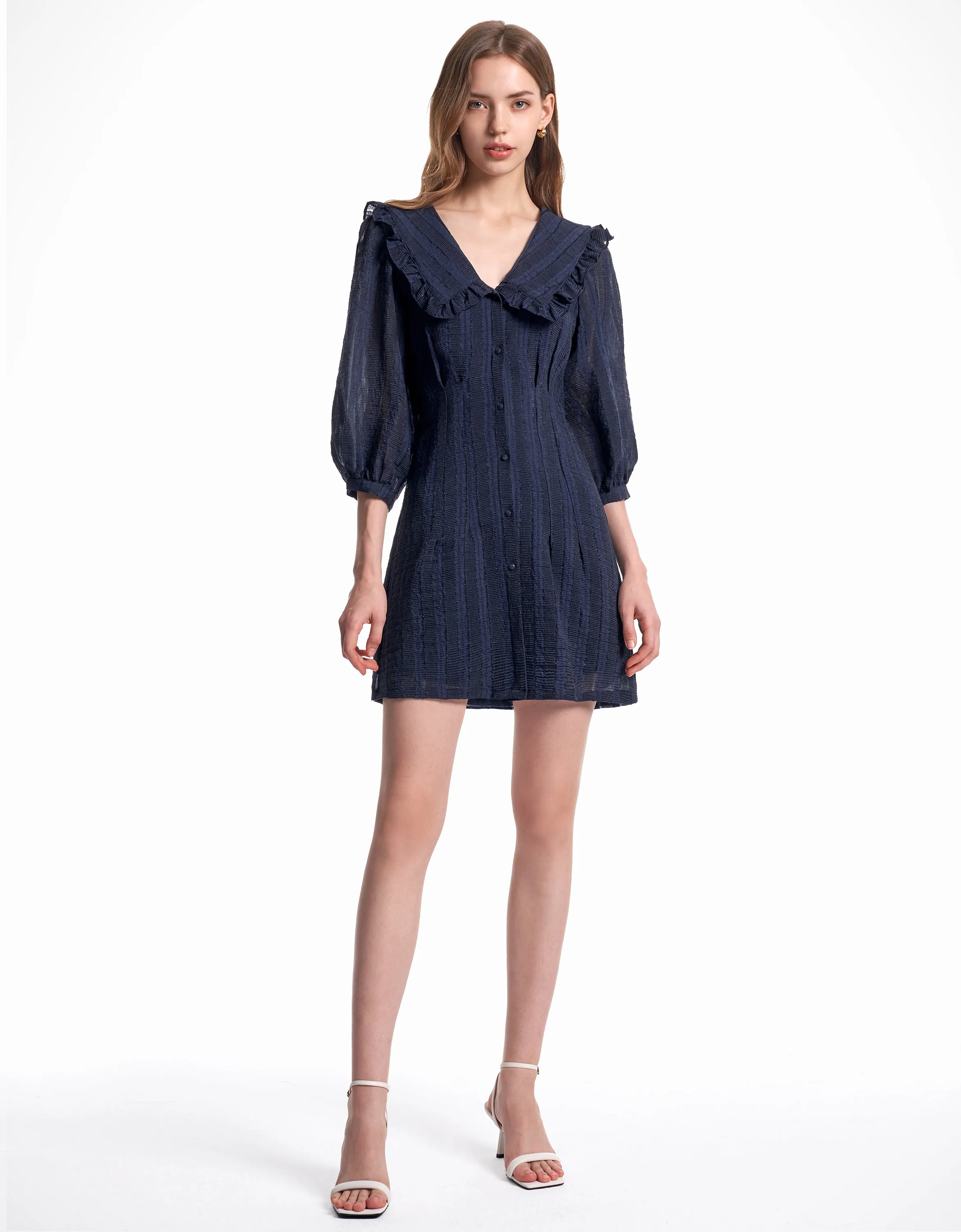 Peter Pan Collar Puff Sleeve Dress