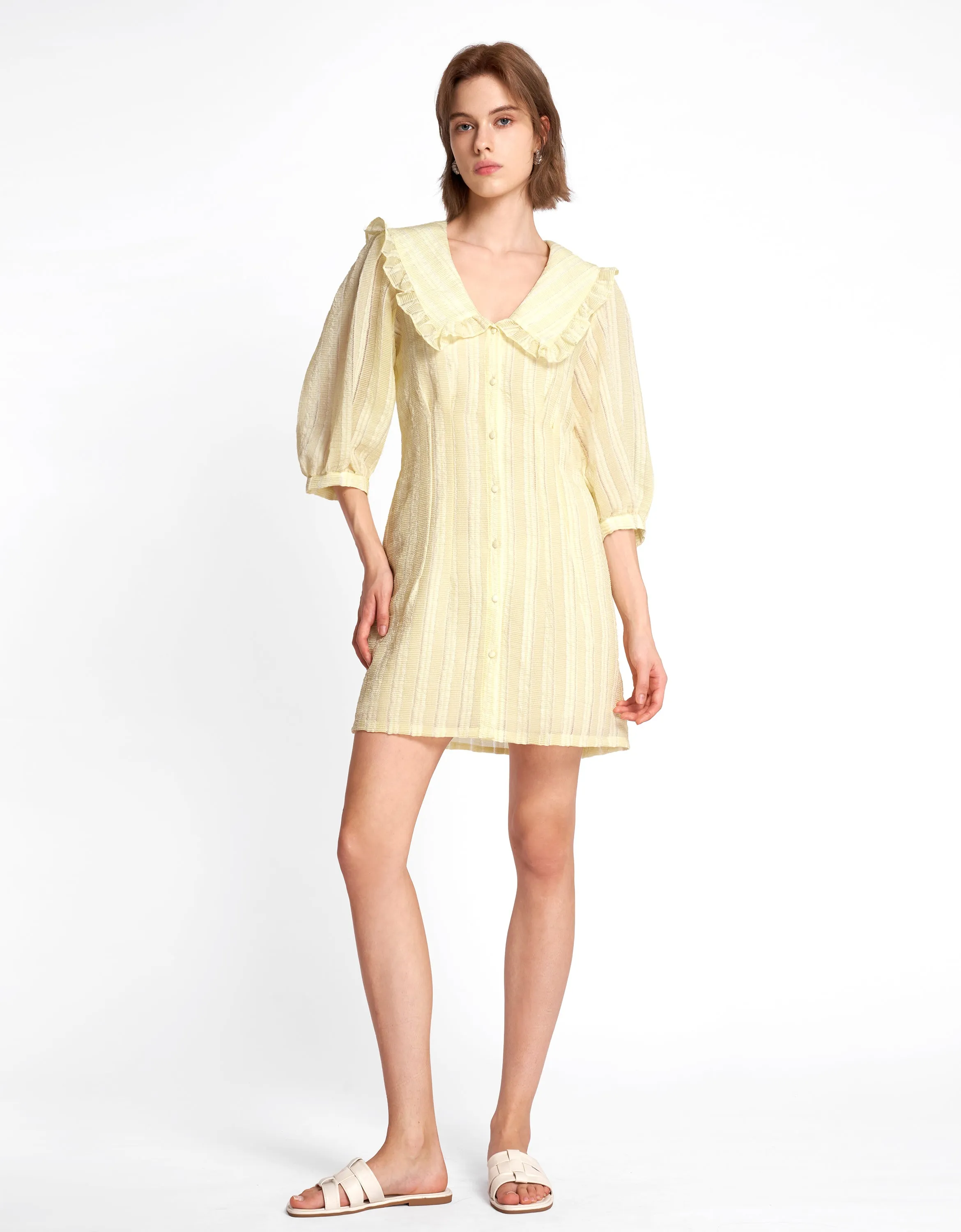 Peter Pan Collar Puff Sleeve Dress