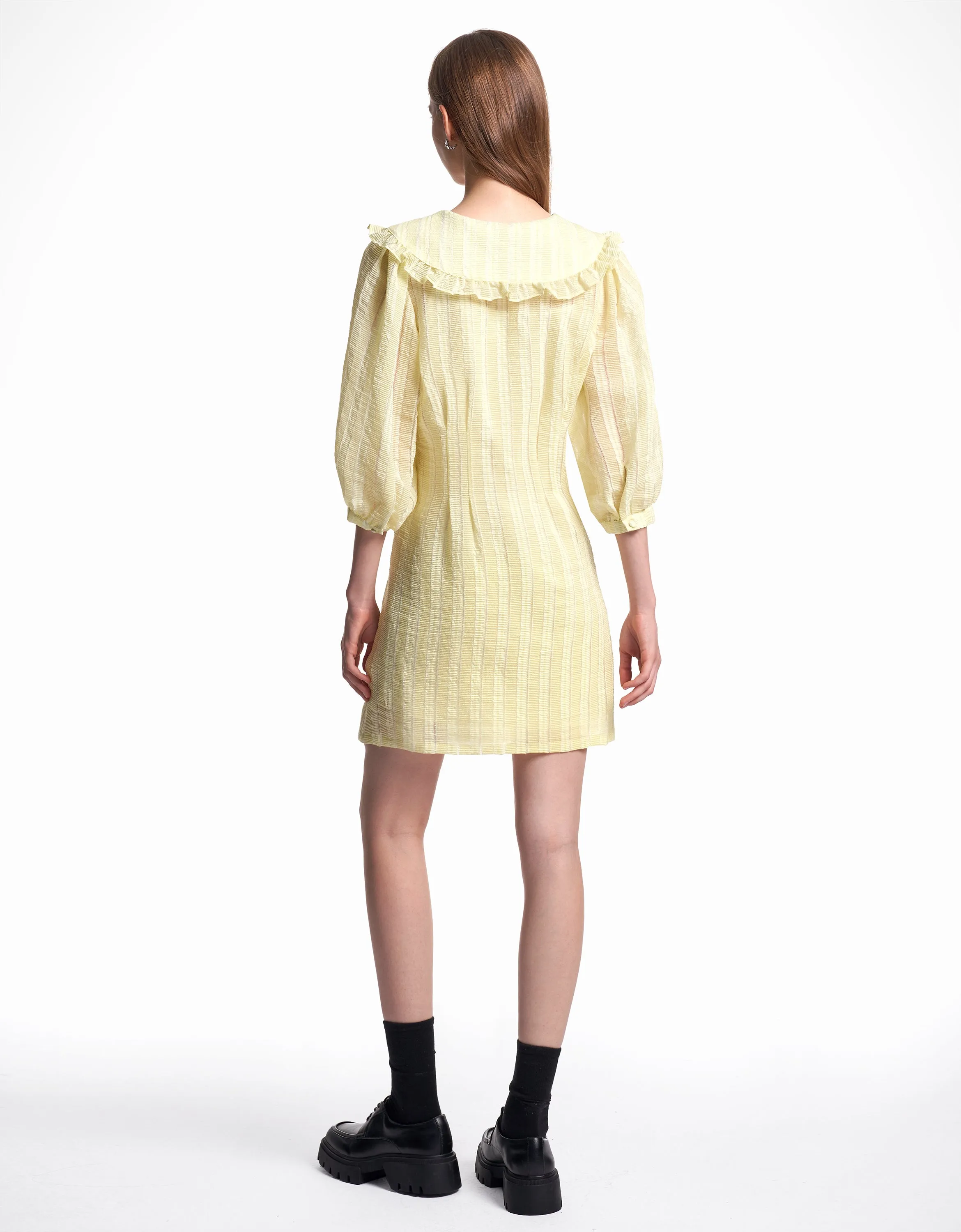 Peter Pan Collar Puff Sleeve Dress