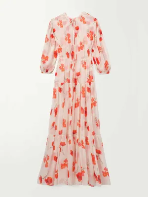 Pink and red floral print dress