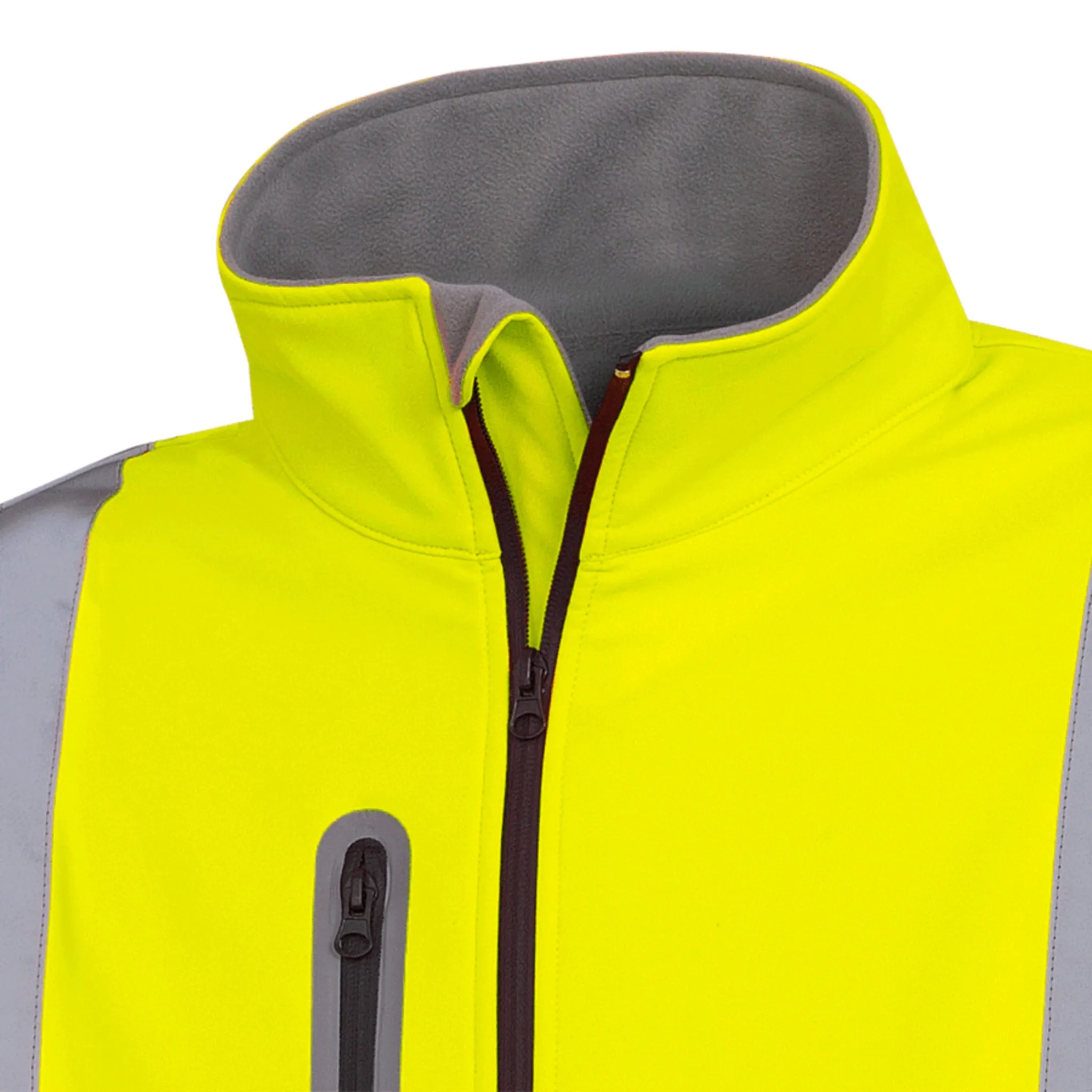 Pioneer Men's Hi Vis Softshell Work Jacket - CSA Certified, Poly Mechanical Stretch, Waterproof, Reflective Tape, Durable Safety Gear | Sizes S-4XL