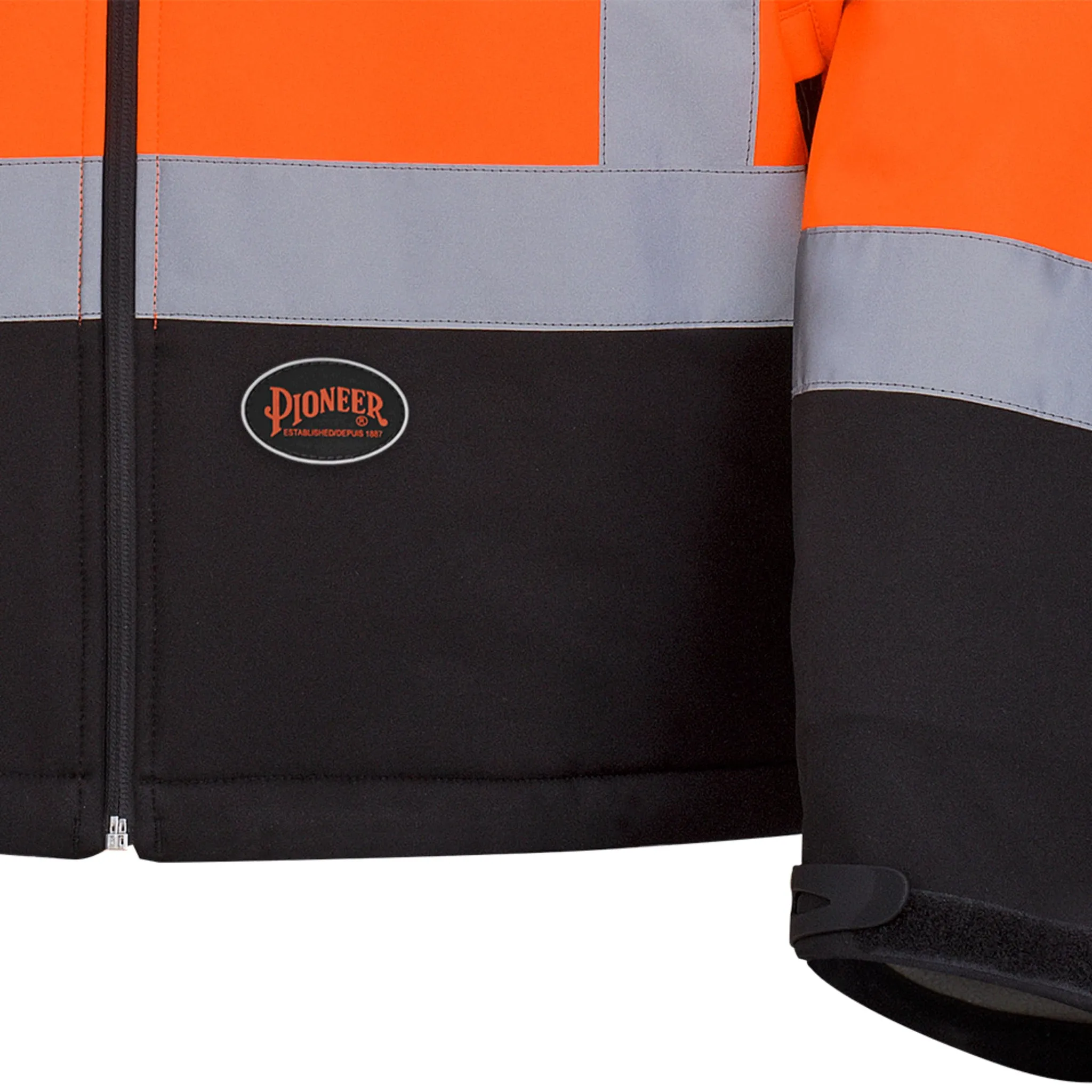 Pioneer Men's Hi Vis Softshell Work Jacket - CSA Certified, Poly Mechanical Stretch, Waterproof, Reflective Tape, Durable Safety Gear | Sizes S-4XL