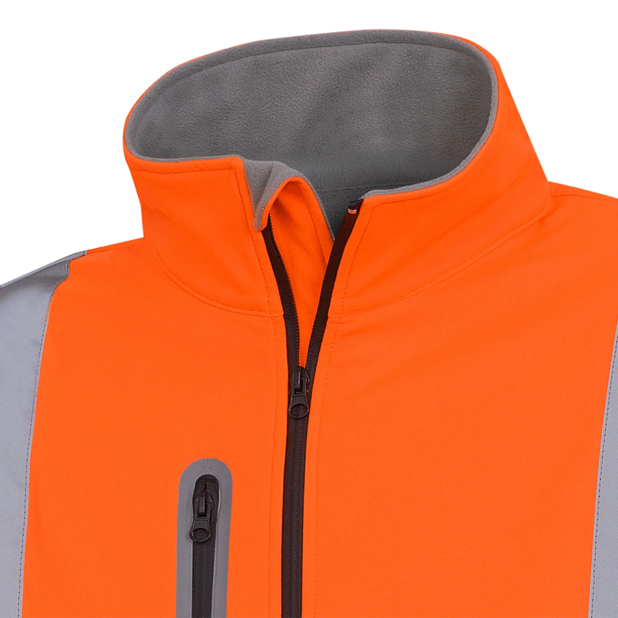 Pioneer Men's Hi Vis Softshell Work Jacket - CSA Certified, Poly Mechanical Stretch, Waterproof, Reflective Tape, Durable Safety Gear | Sizes S-4XL