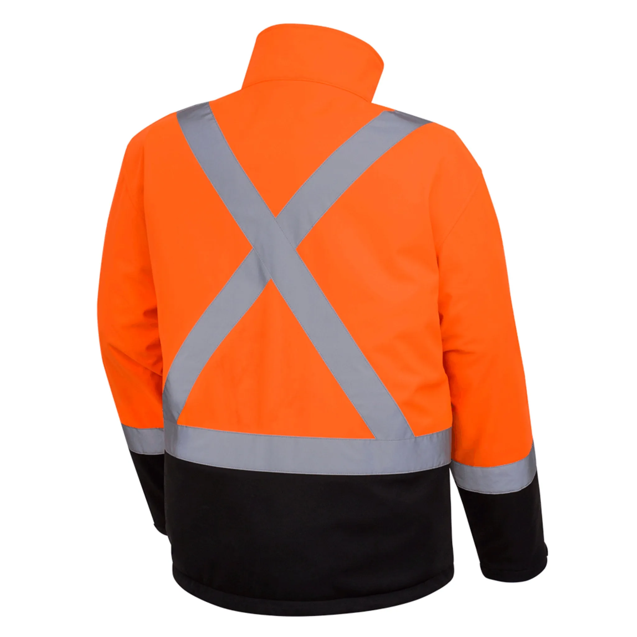 Pioneer Men's Hi Vis Softshell Work Jacket - CSA Certified, Poly Mechanical Stretch, Waterproof, Reflective Tape, Durable Safety Gear | Sizes S-4XL