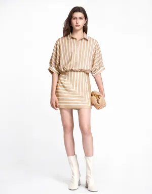 Placement Geometric Stripe Print Shirt Dress