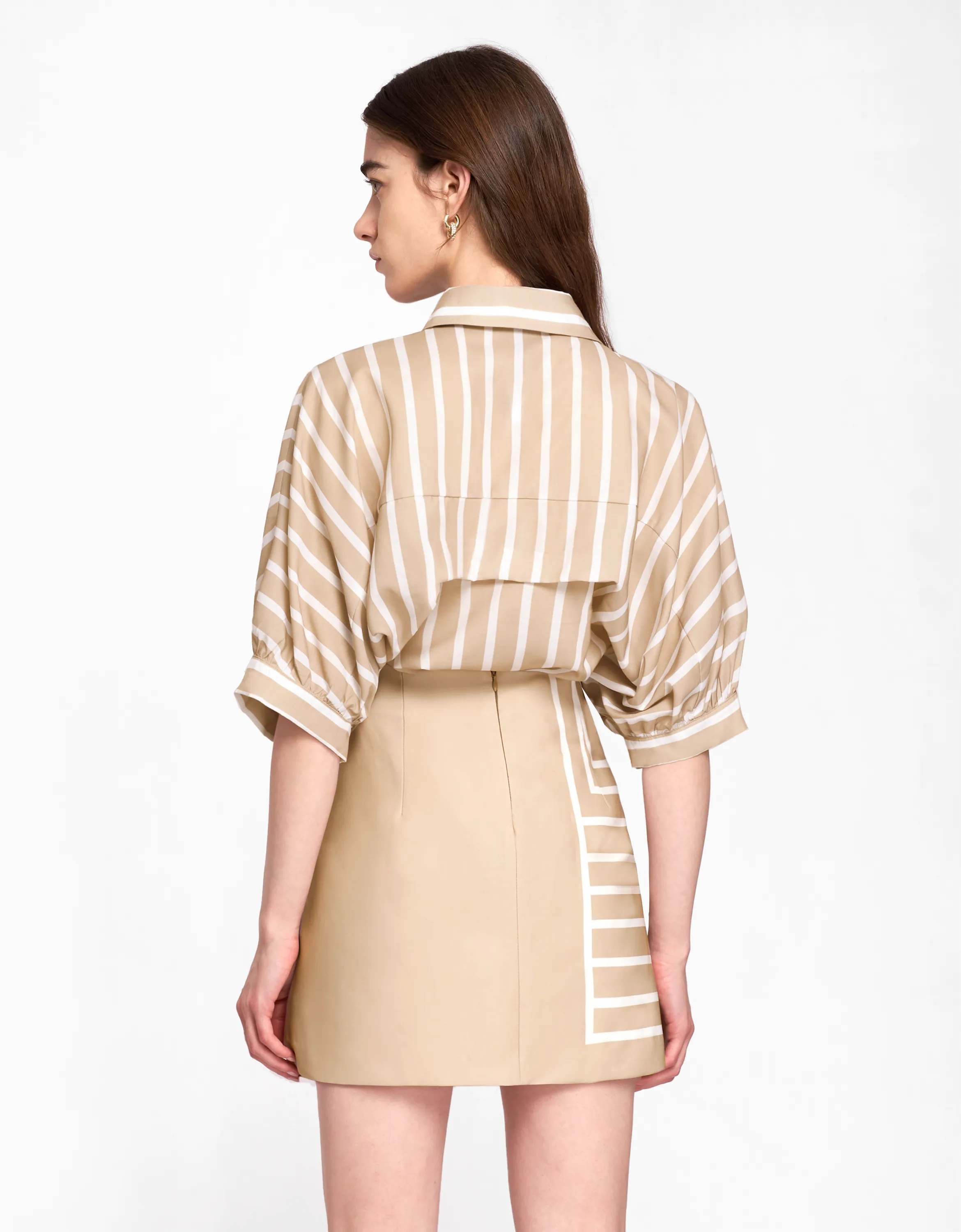 Placement Geometric Stripe Print Shirt Dress
