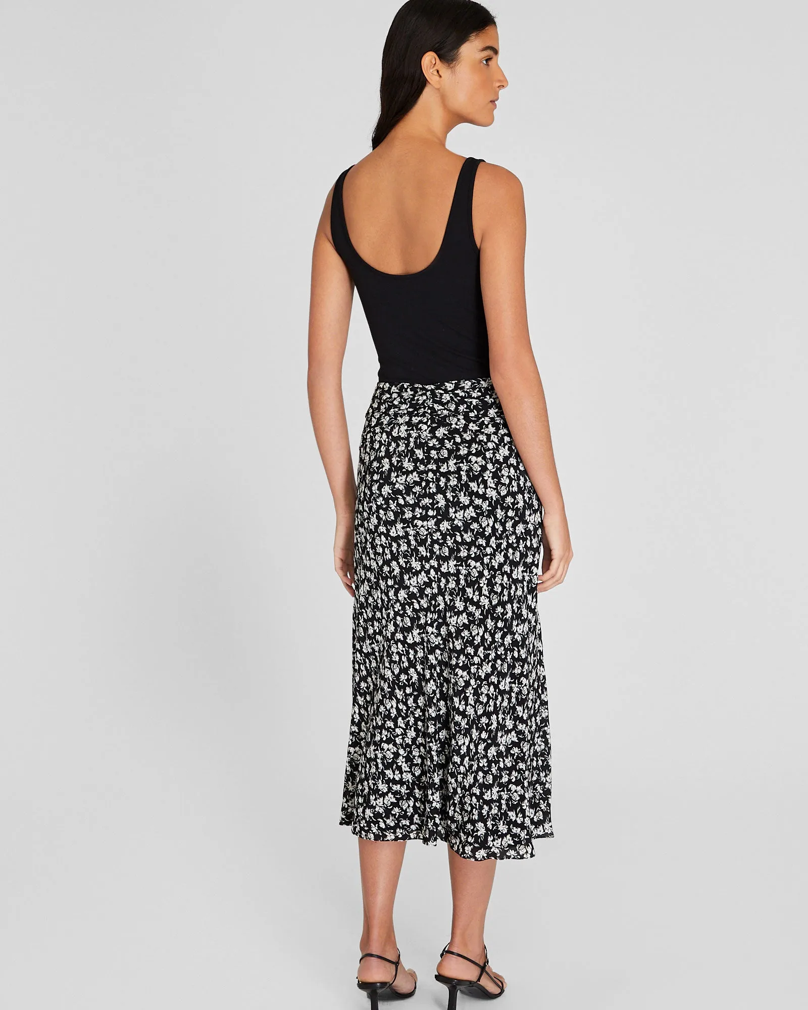 Printed Twist-Front Midi Skirt