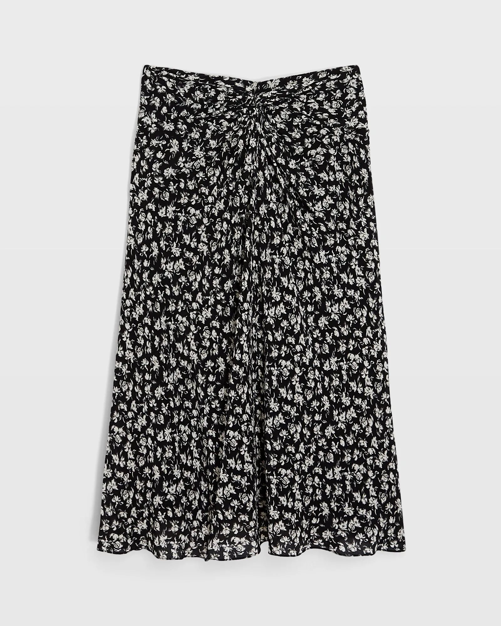 Printed Twist-Front Midi Skirt