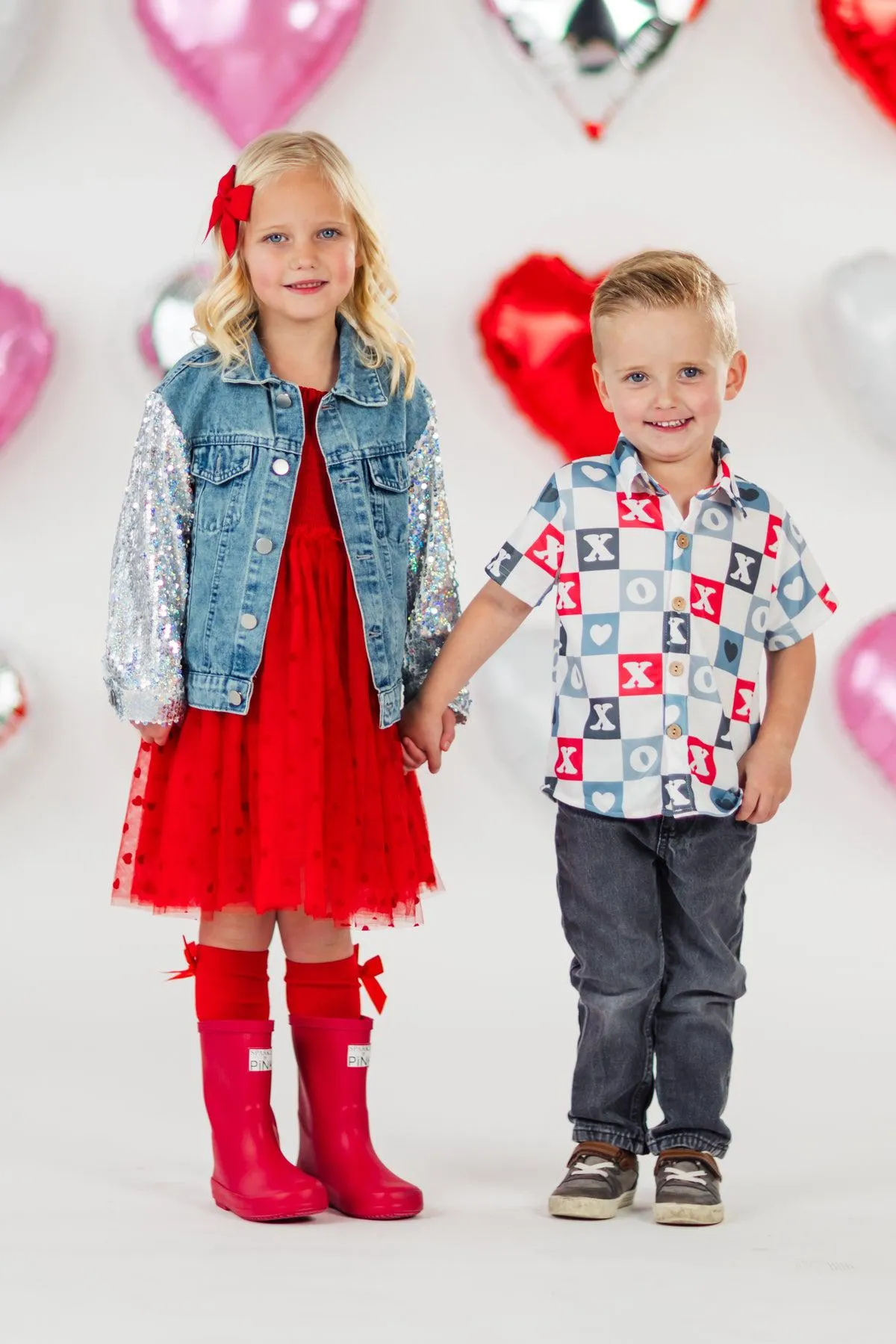 "XOXO" Checkered Button Down