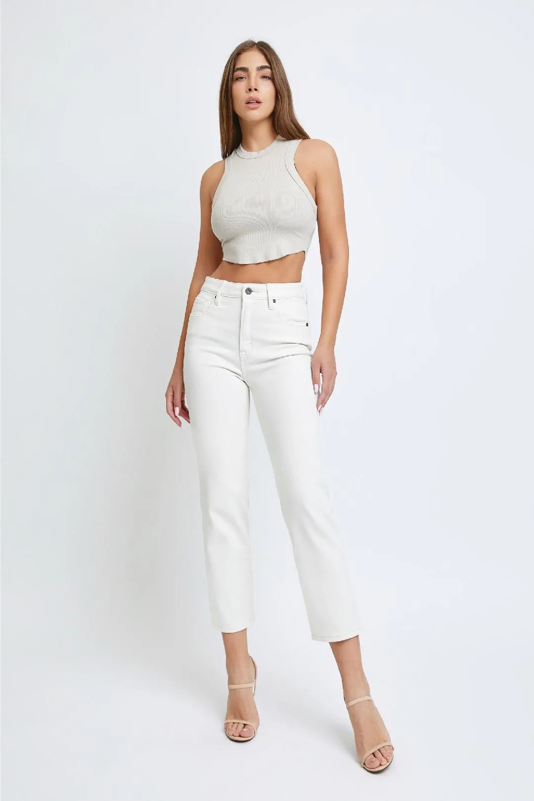 Sea Salt Straight Leg Cropped Denim