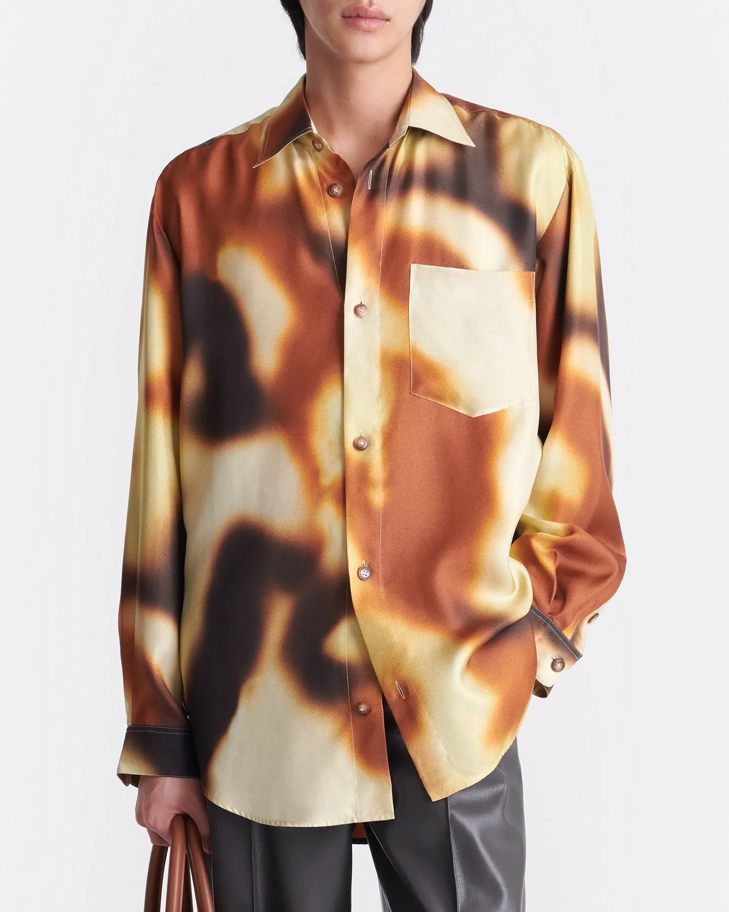 Sebas - Printed Silk-Twill Shirt - Smudged Graffiti