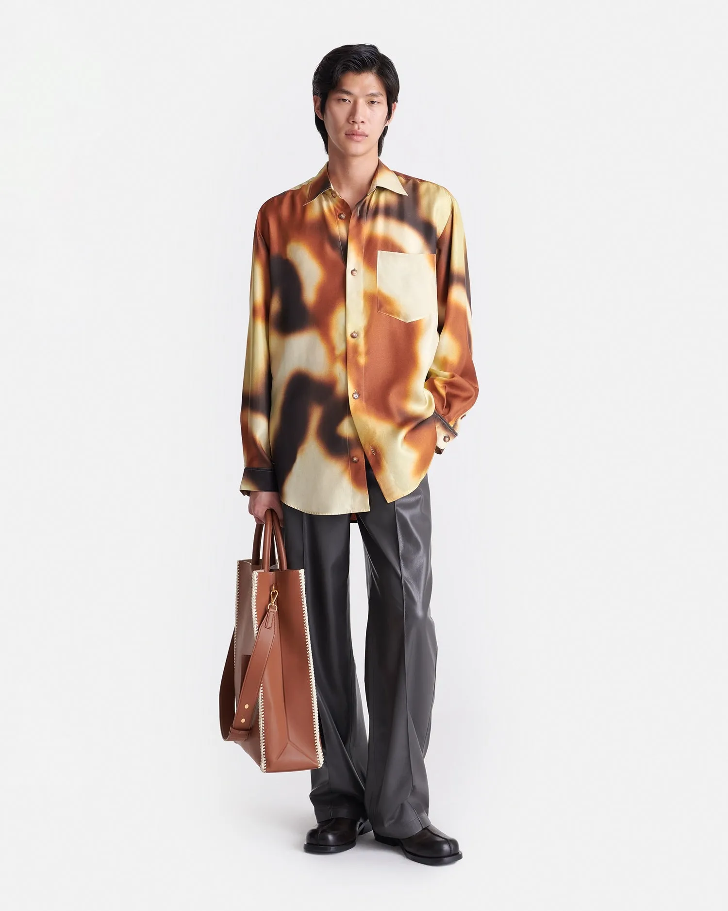 Sebas - Printed Silk-Twill Shirt - Smudged Graffiti