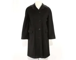 Size 12 Black Coat - 80s Calvin Klein - 1980s Designer Large Merino Wool Coat - Soft as Cashmere - Chic Fall & Winter Overcoat - Bust 41.5