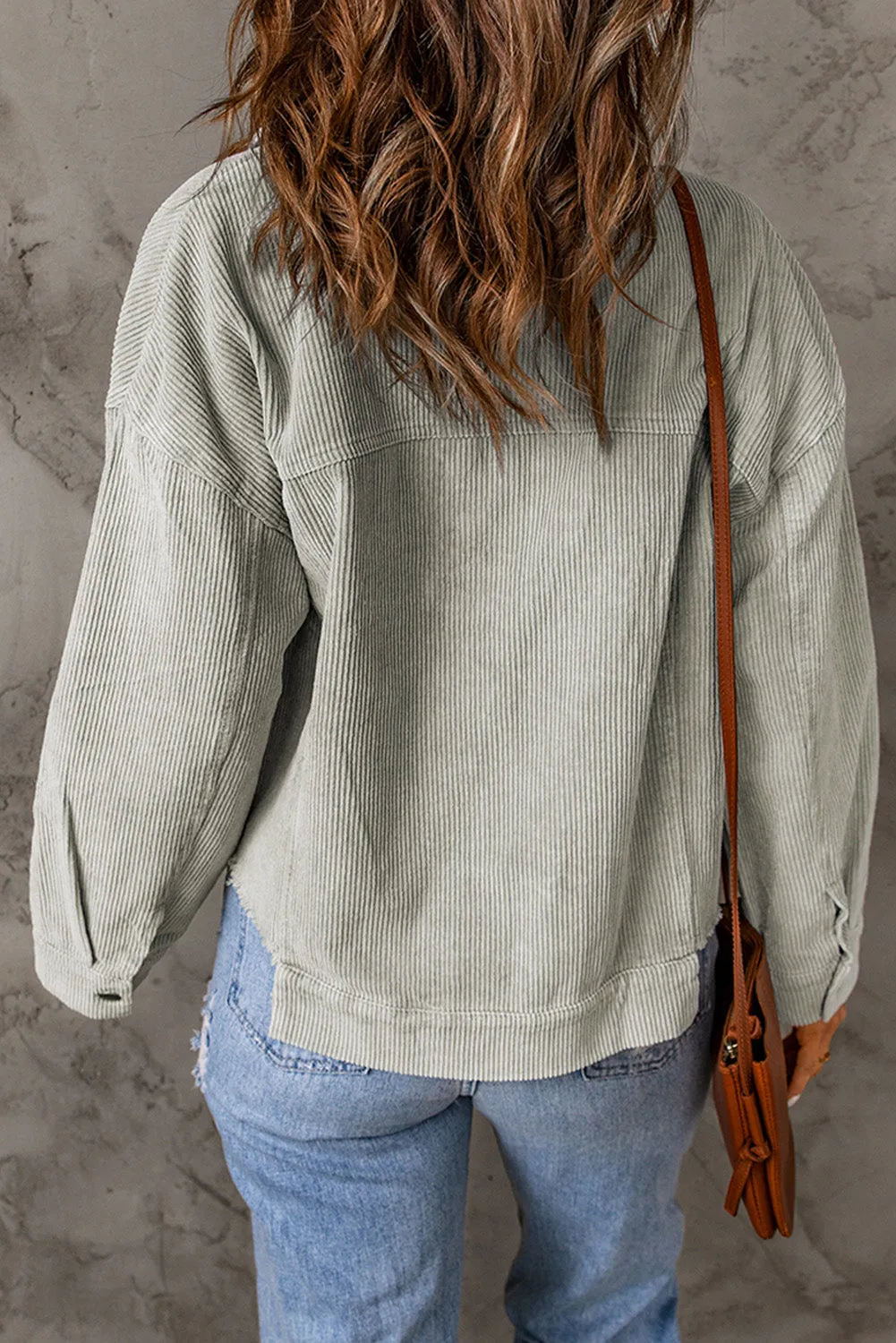 Take Note Raw Hem Corduroy Jacket