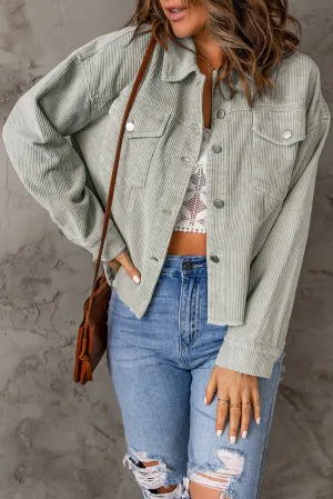 Take Note Raw Hem Corduroy Jacket