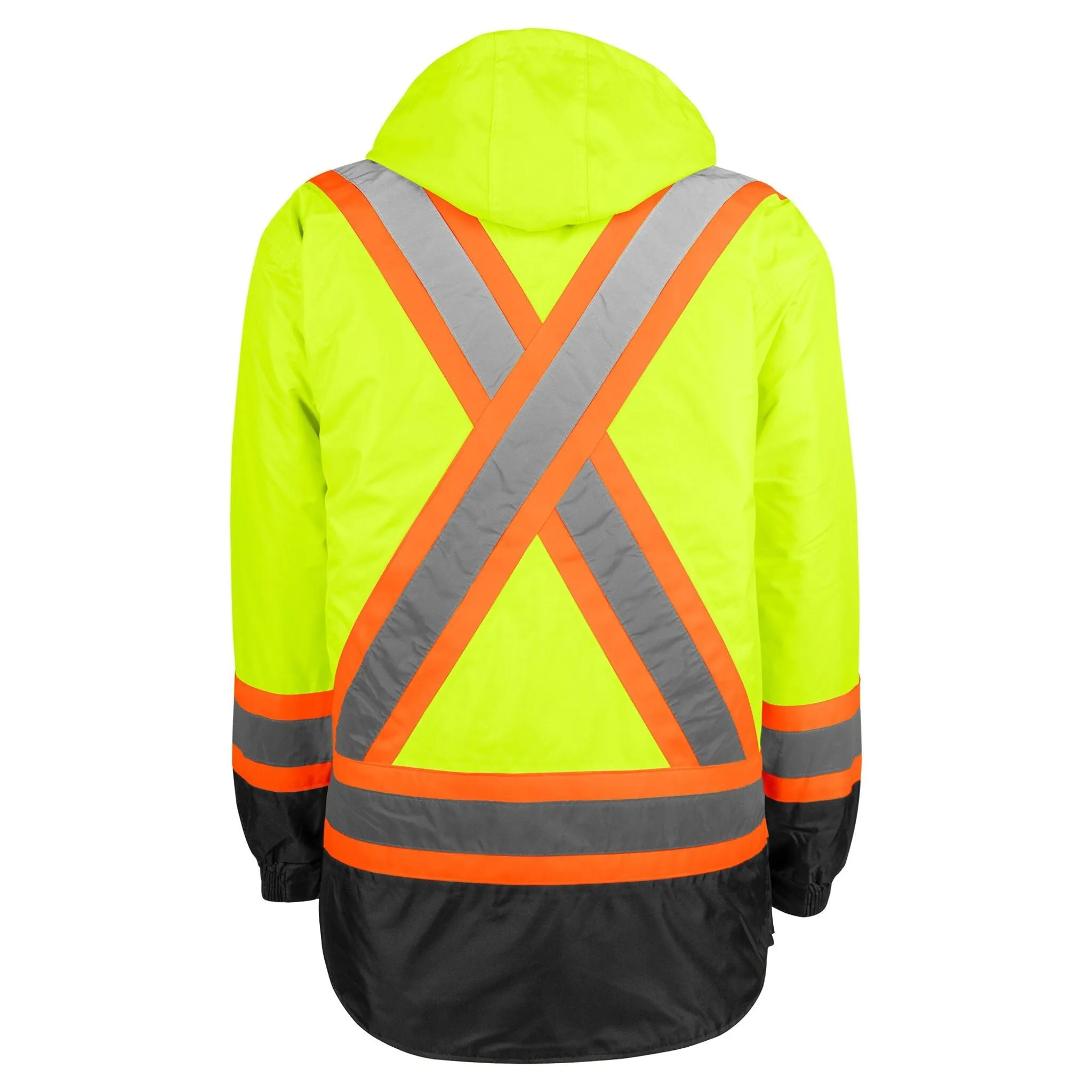 Terra Men's Hi-Vis 7-In-1 Winter CSA Waterproof Safety Jacket, 300D Polyester, Reflective Tape, Reversible, Removable Inner Shell, ANSI/CSA Compliant