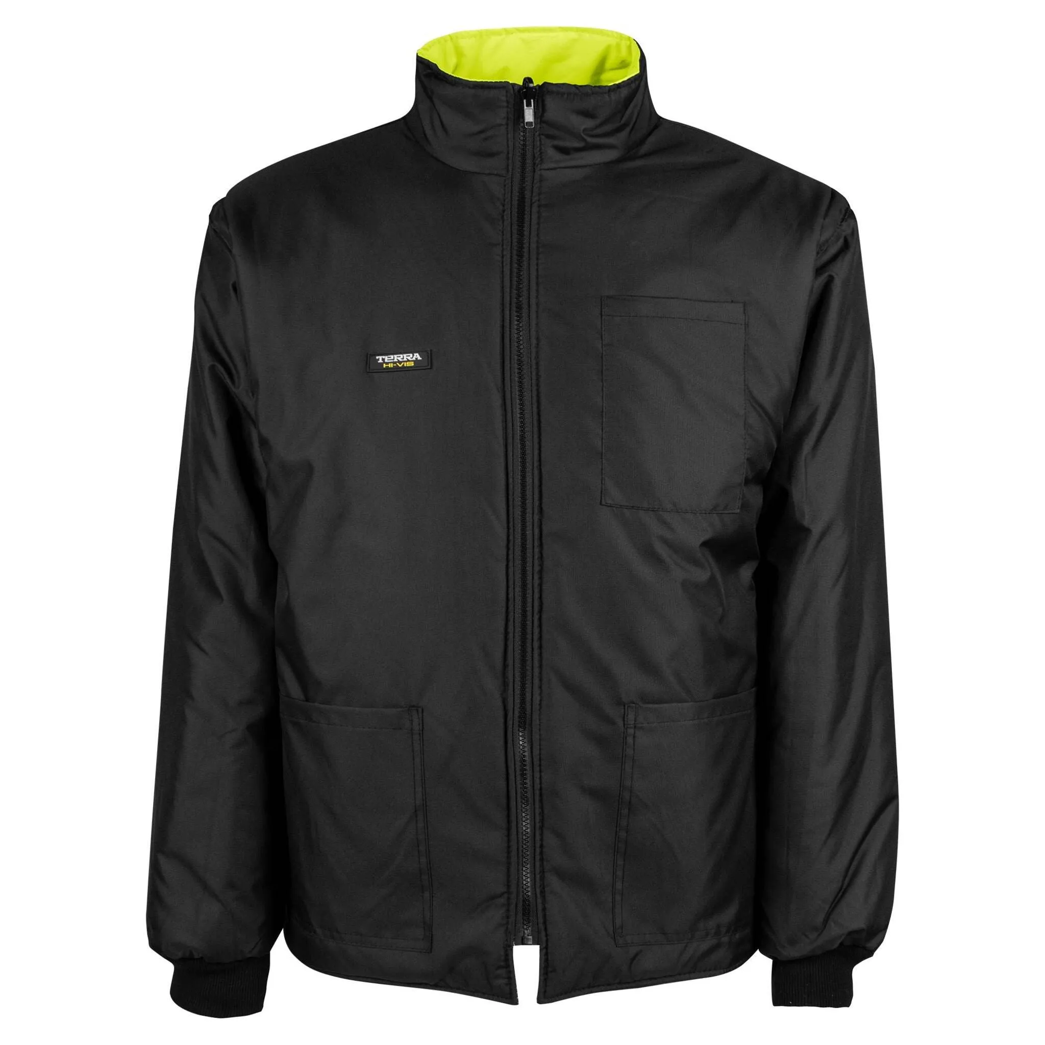 Terra Men's Hi-Vis 7-In-1 Winter CSA Waterproof Safety Jacket, 300D Polyester, Reflective Tape, Reversible, Removable Inner Shell, ANSI/CSA Compliant
