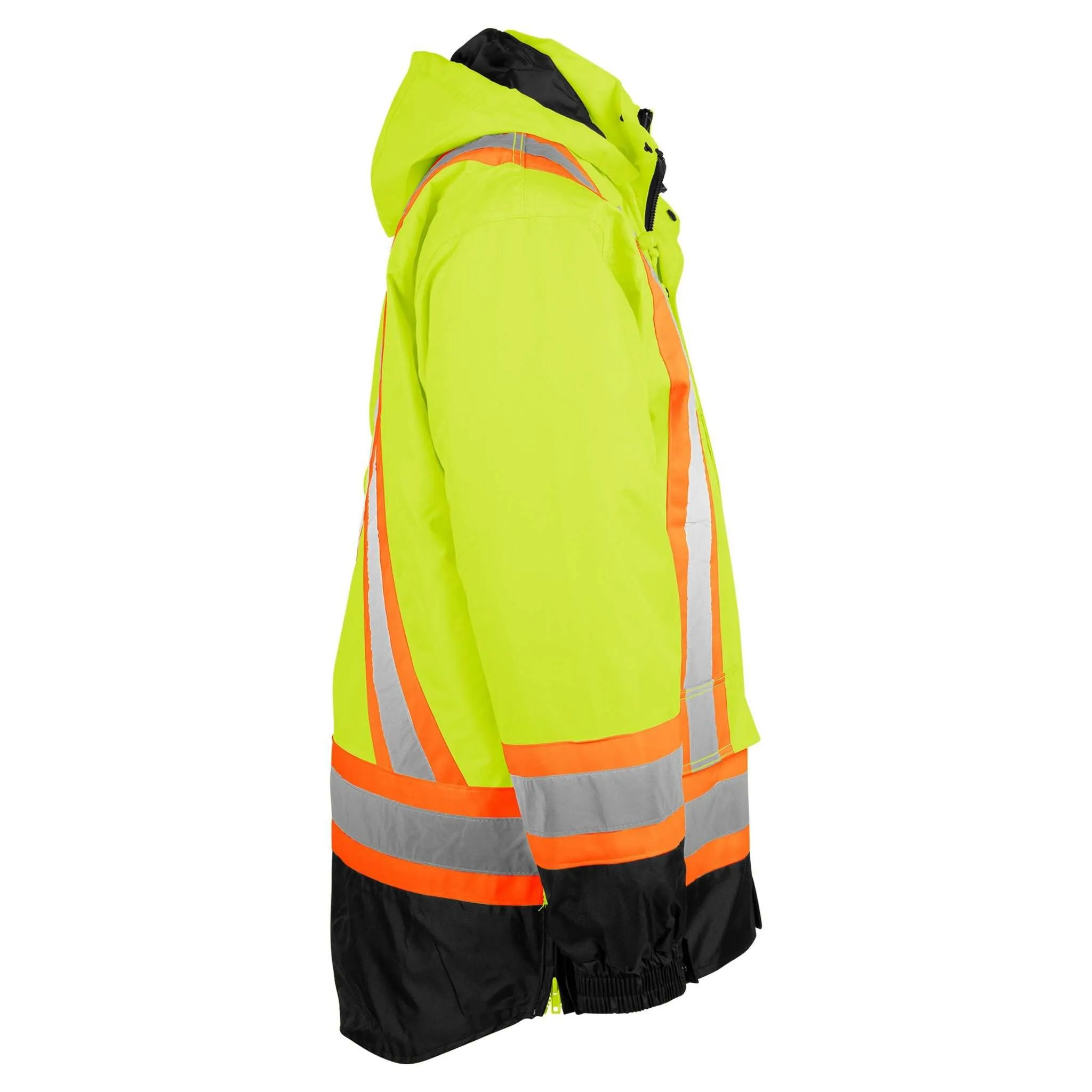Terra Men's Hi-Vis 7-In-1 Winter CSA Waterproof Safety Jacket, 300D Polyester, Reflective Tape, Reversible, Removable Inner Shell, ANSI/CSA Compliant